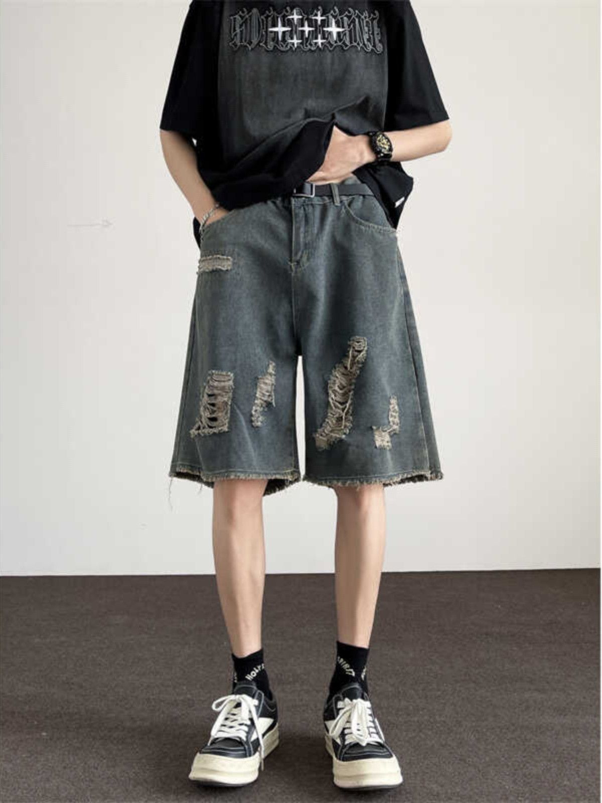 Japanese Brand × Jean Retro washed distressed denim shorts Size US 32 / EU 48 - 1 Thumbnail
