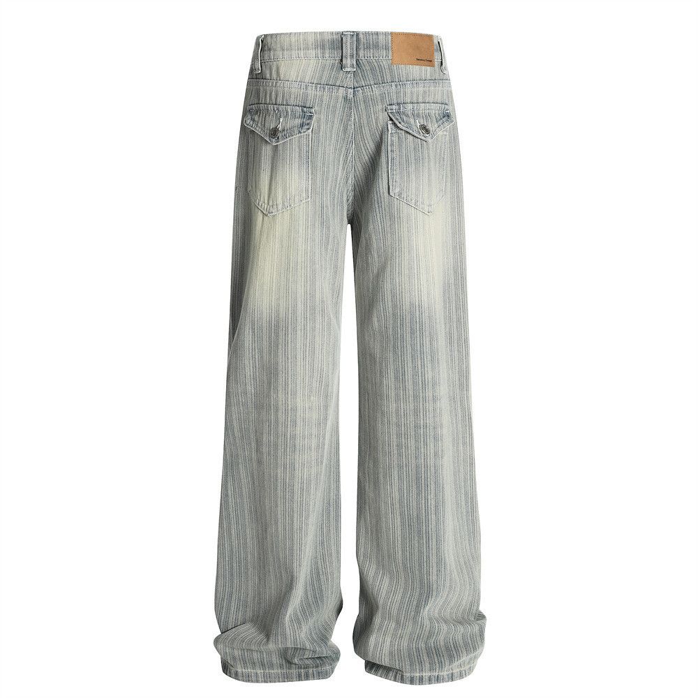 Japanese Brand × Vintage Men's street distressed washed vertical striped ripped jeans Size US 32 / EU 48 - 3 Thumbnail