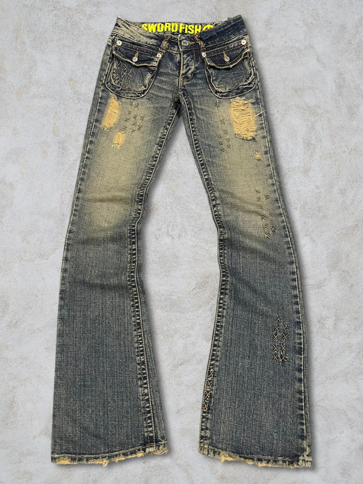 CIVARIZE Japanese Brand Women Punk Bootcut Bush Pants Mud Wash Jeans Size 26" / US 2 / IT 38 - 3 Thumbnail
