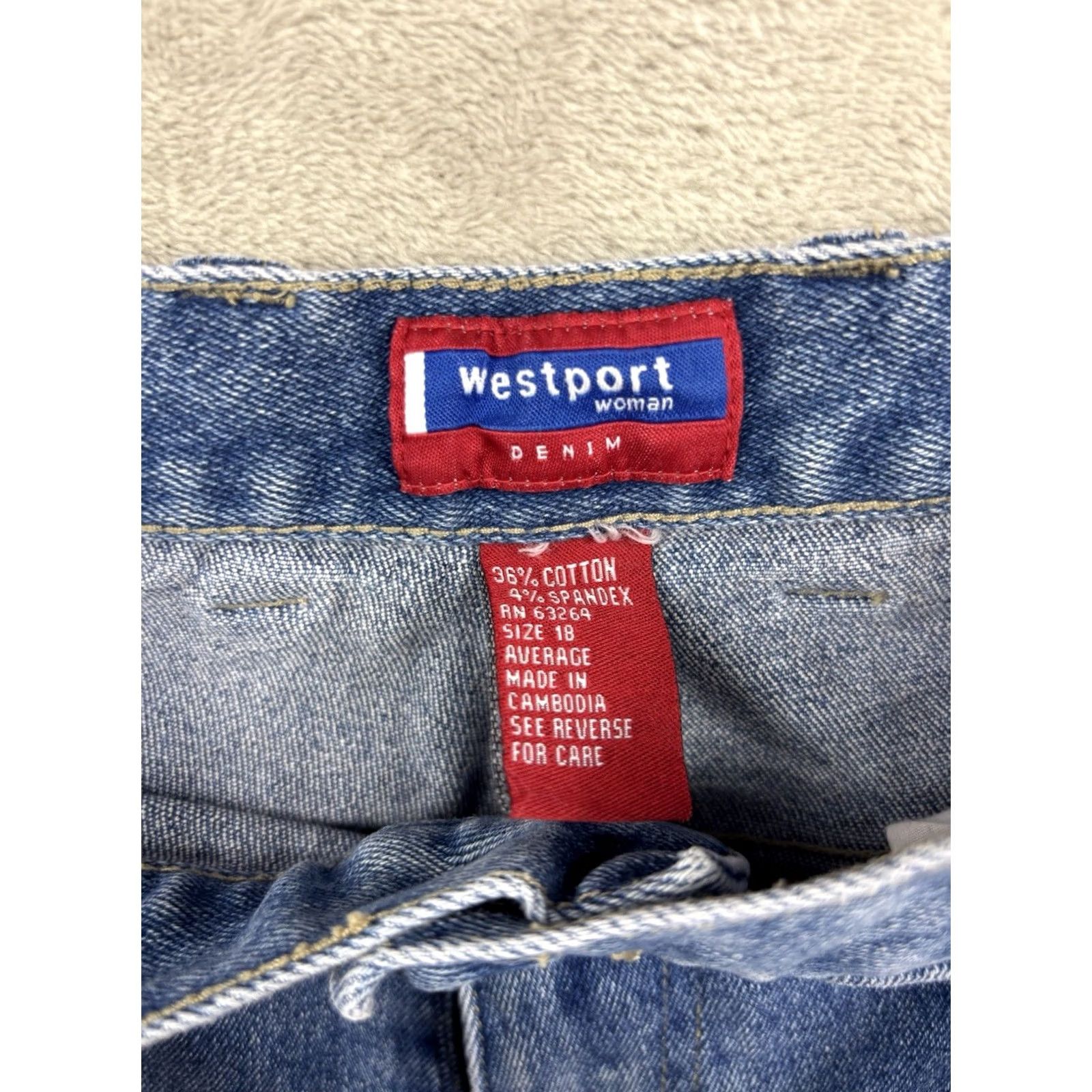 Denime VTG Westport Denim Women's Classic Fit Straight Leg Jeans Medium Wash Size 18 Blue 28in Inseam Regular 18 Jeans Mens Womens Boys Girls Size ONE SIZE - 6 Thumbnail
