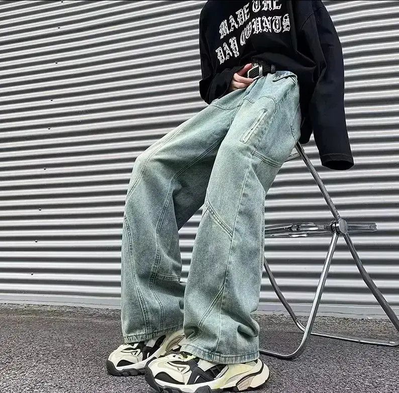 Japanese Brand Blue loose wide leg straight leg jeans Size US 32 / EU 48 - 3 Thumbnail