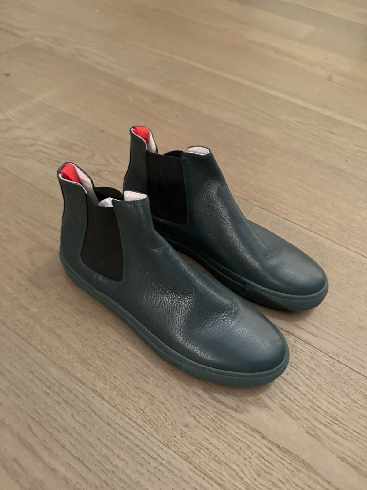 Del Toro Del Toro “Made in Italy” Leather Chelsea Boots (Dark Green) Size US 13 / EU 46 - 2 Thumbnail