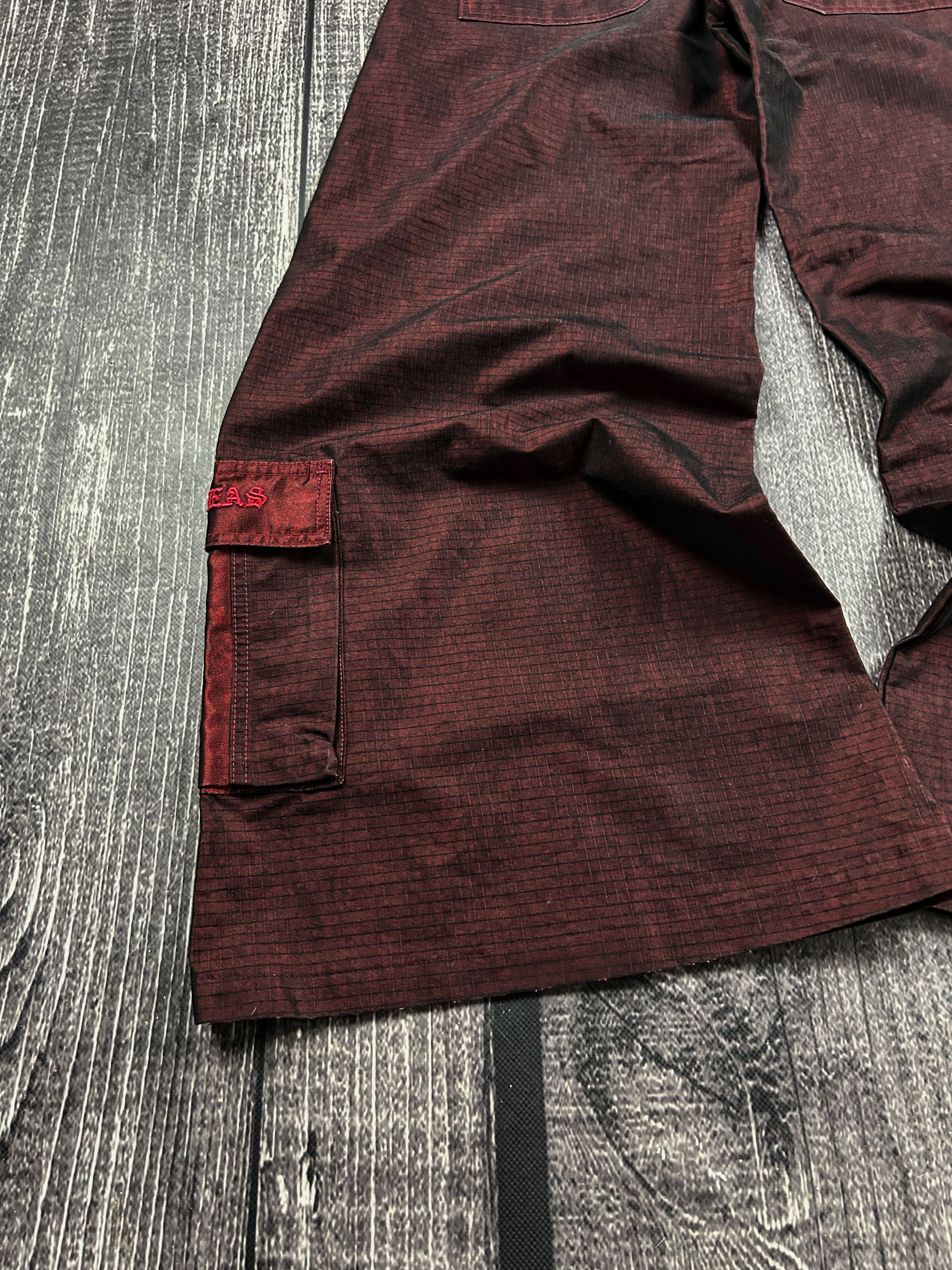 Infinite Archives Y2K Burgundy Cargo Pants Wide Leg Utility Streetwear Size US 30 / EU 46 - 7 Thumbnail