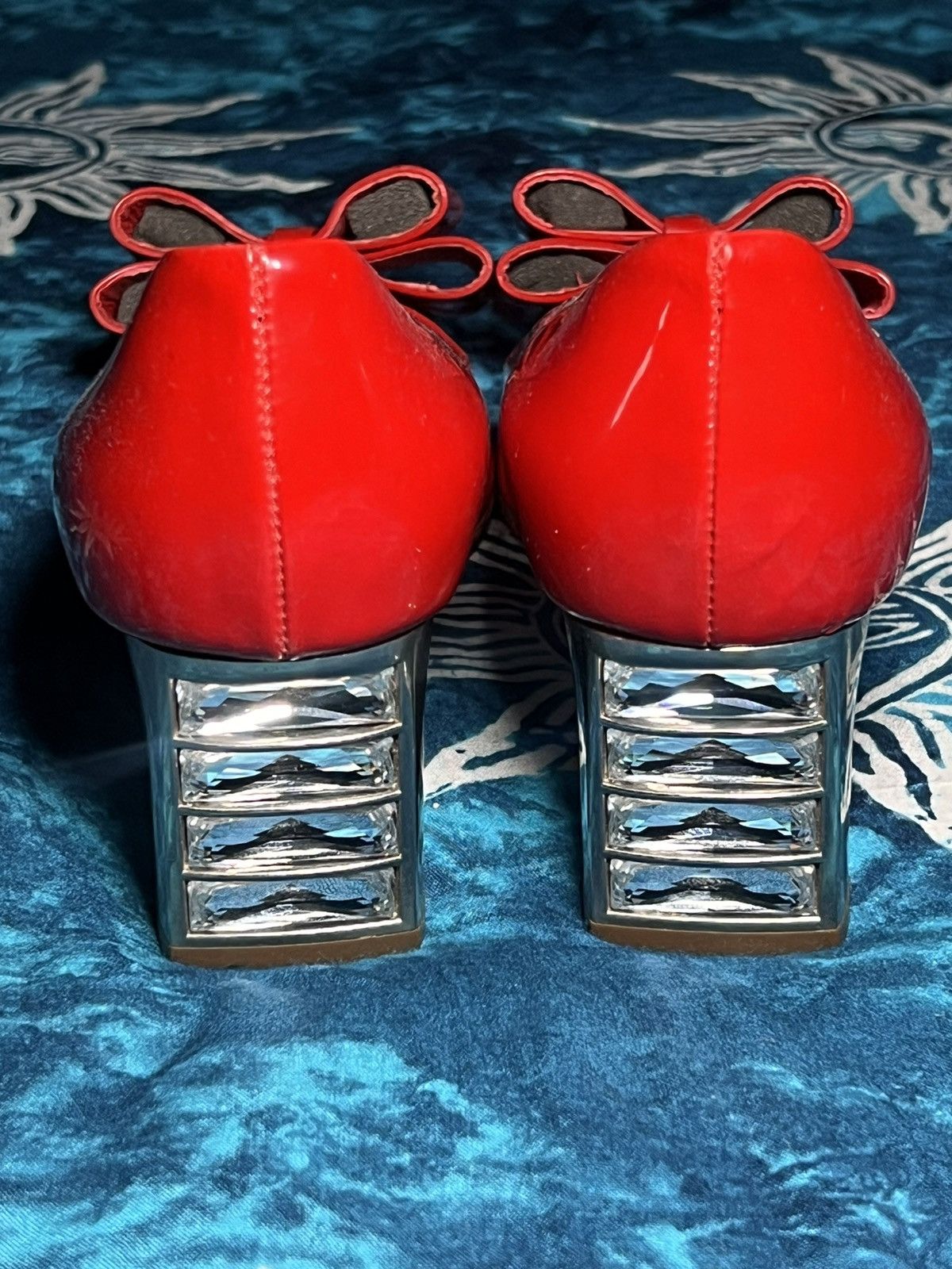 Miu Miu Miu Miu Red Patent Leather Block Heel Pumps Y2K Size US 4 / IT 34 - 9 Thumbnail