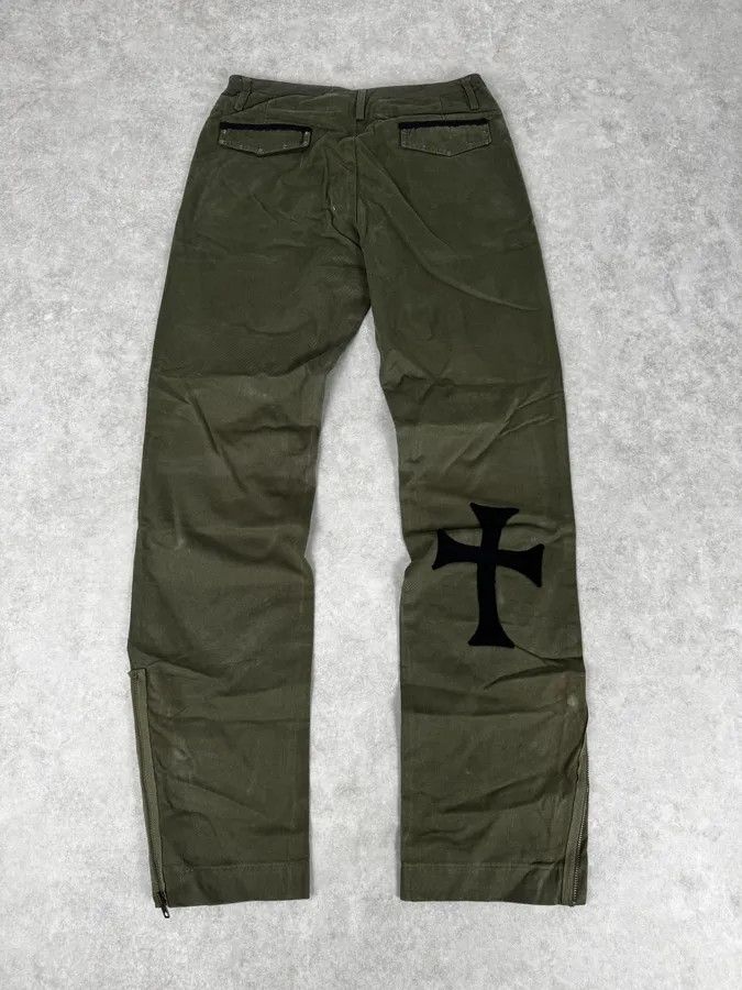 Daniele Alessandrini Daniele Alessandrini Green Cross Patch Flare Pants Size US 30 / EU 46 - 5 Thumbnail