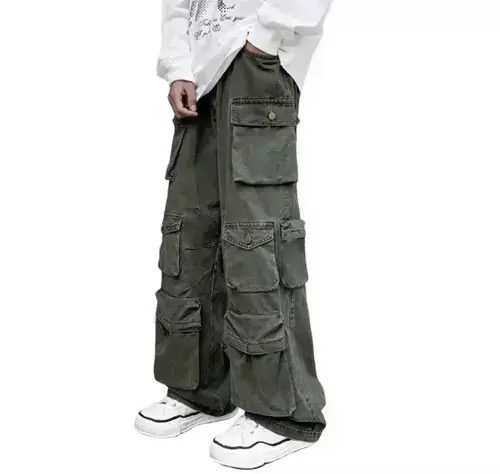 VIBE Cargo Pants Green- Korean Streetwear Style Pants Size US 33 - 7 Thumbnail