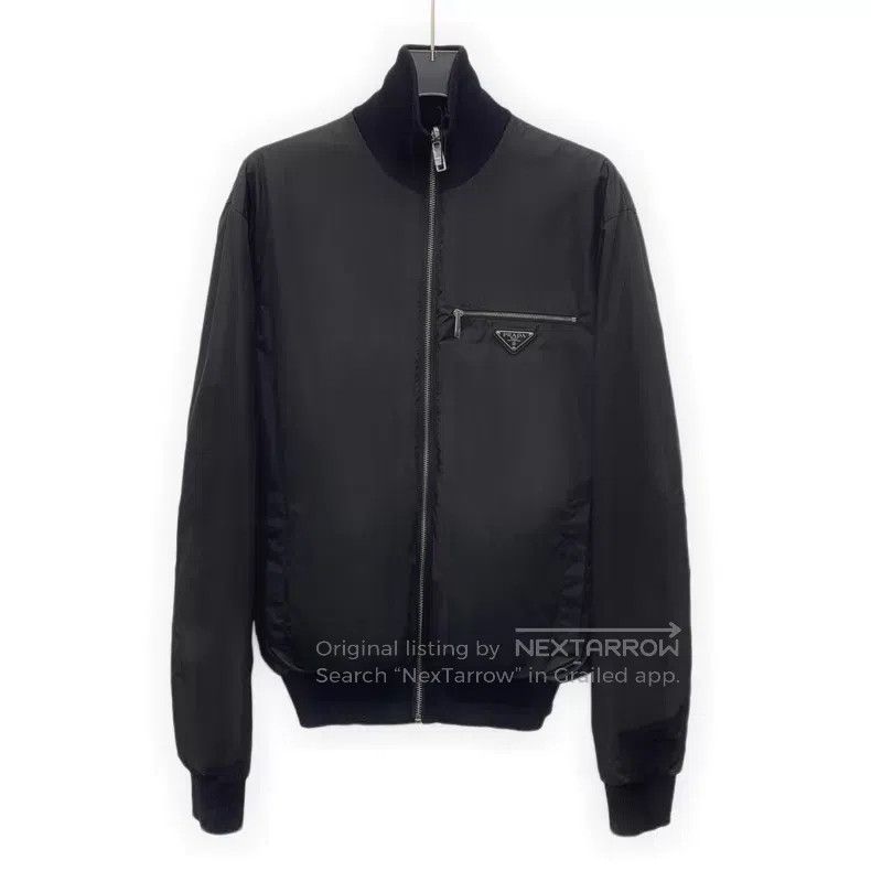 Prada Prada Black triangle wool stand-up collar zipper long-slee Size US S / EU 44-46 / 1 - 1 Thumbnail