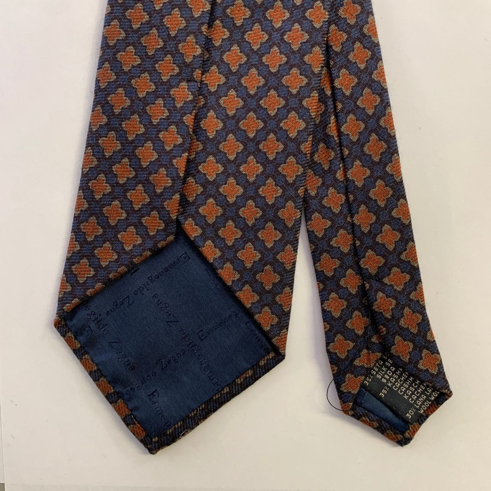 Ermenegildo Zegna ERMENEGILDO ZEGNA Navy Rust Silk Tie Size ONE SIZE - 2 Thumbnail