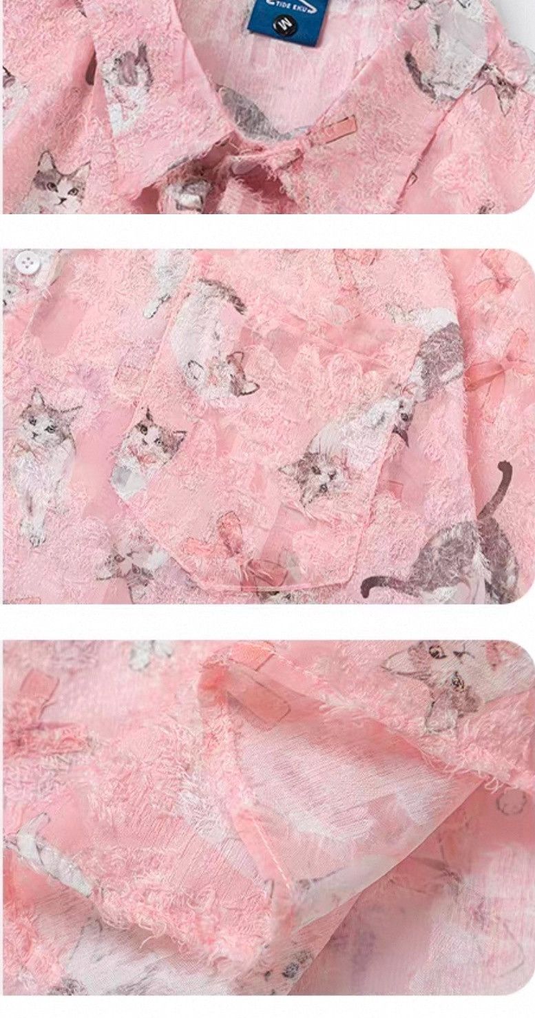 Other Graffiti Kitty Button Up Short Sleeve Shirt Size US M / EU 48-50 / 2 - 2 Thumbnail