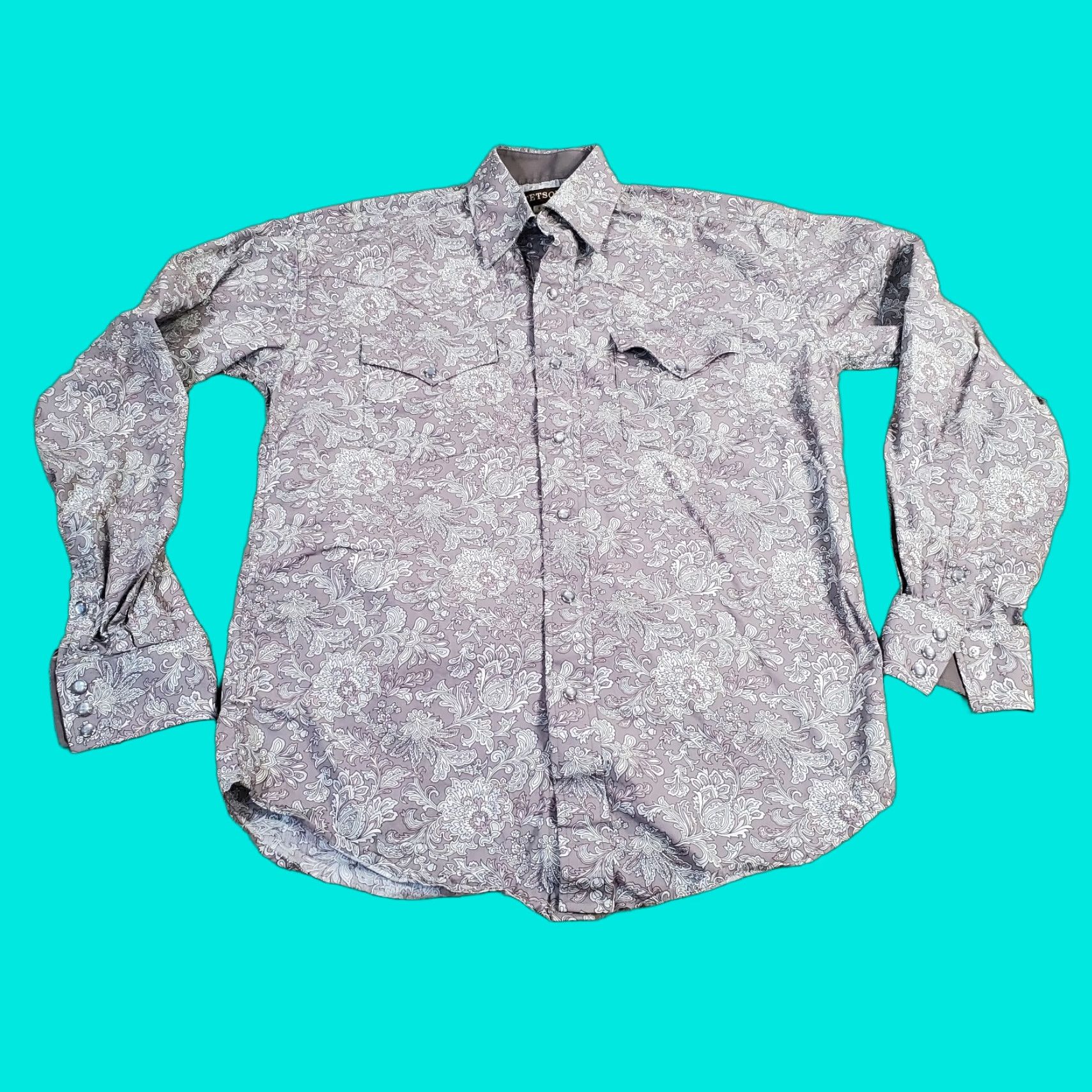 Stetson VINTAGE Stetson Shirt Mens Small Gray Pearl Snap Button Up Paisley Floral Western Cowboy Size US S / EU 44-46 / 1 - 1 Thumbnail