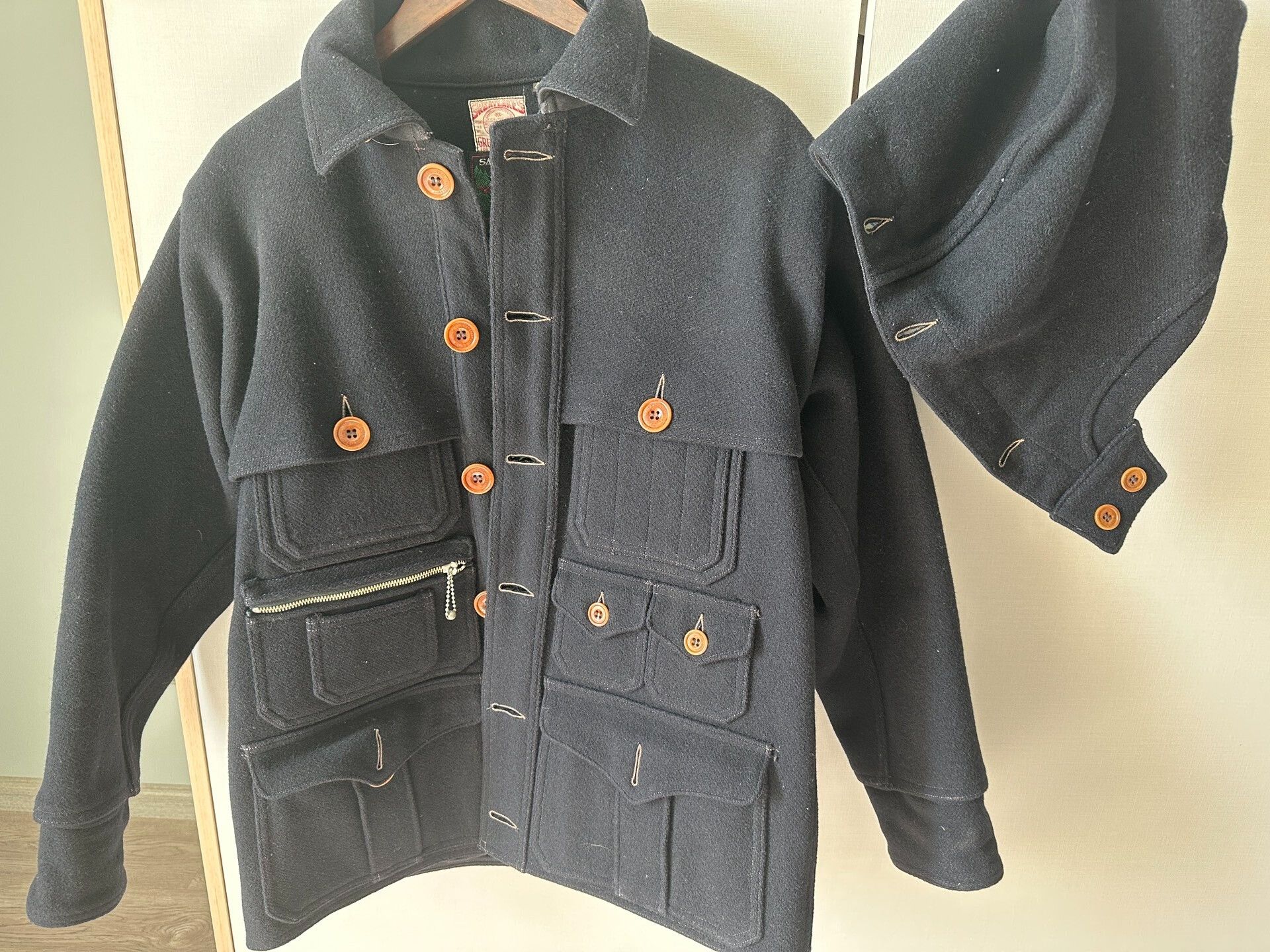 Freewheelers Black Wool Multi-Pocket Windbreaker Jacket Size US XXS / EU 40 - 1 Thumbnail