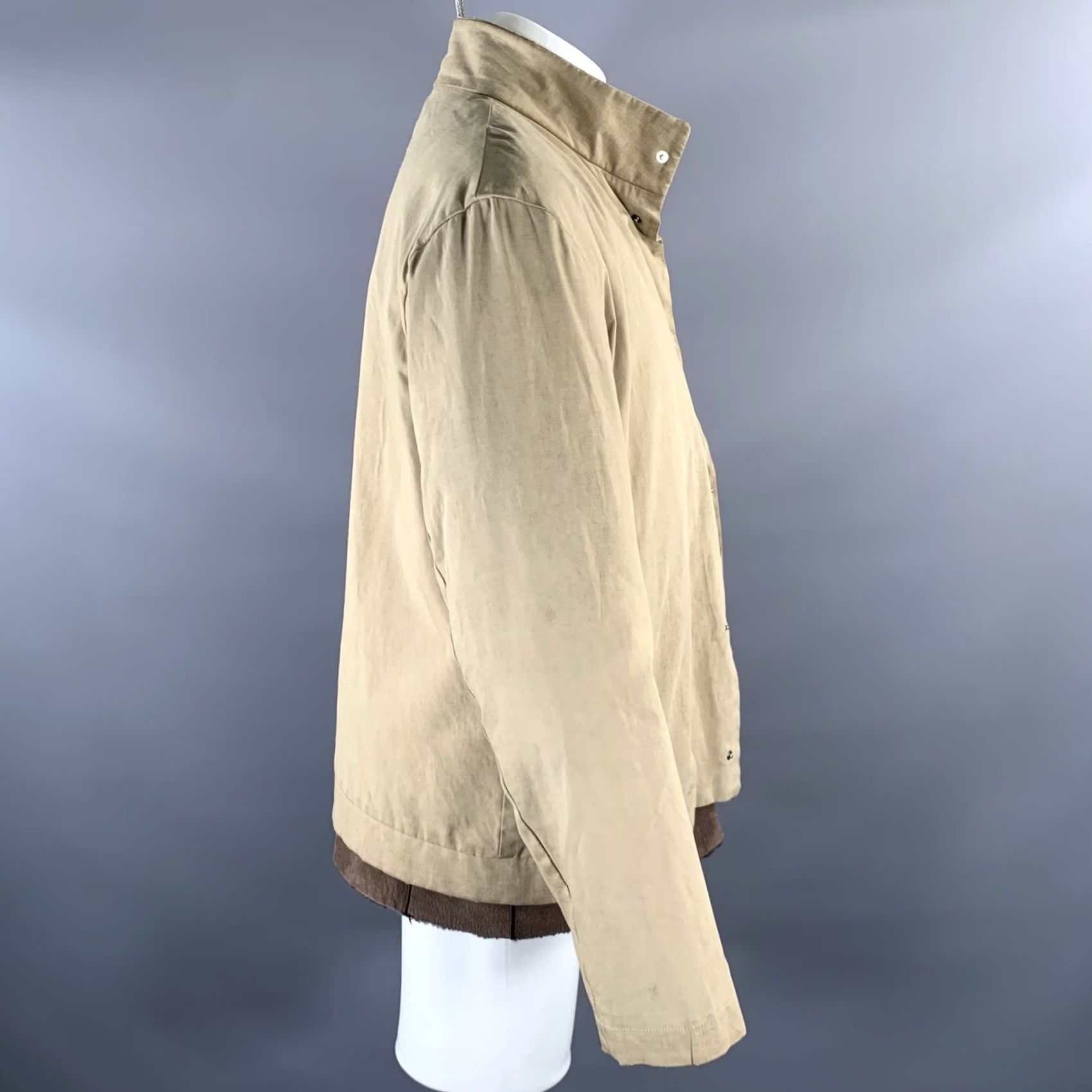 Jil Sander JIL SANDER Jacket M Beige Brown Cotton Layered Suede Lined Jacket Mens Italy Size US M / EU 48-50 / 2 - 3 Thumbnail