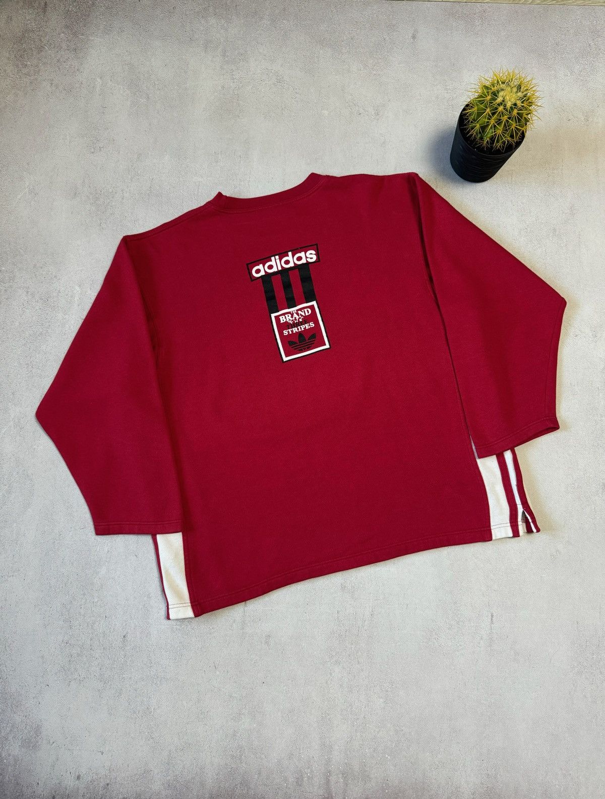 Adidas × Vintage Vintage Adidas Sweatshirt Three Stripes Big Logo Baggy 90s Size US M / EU 48-50 / 2 - 1 Thumbnail