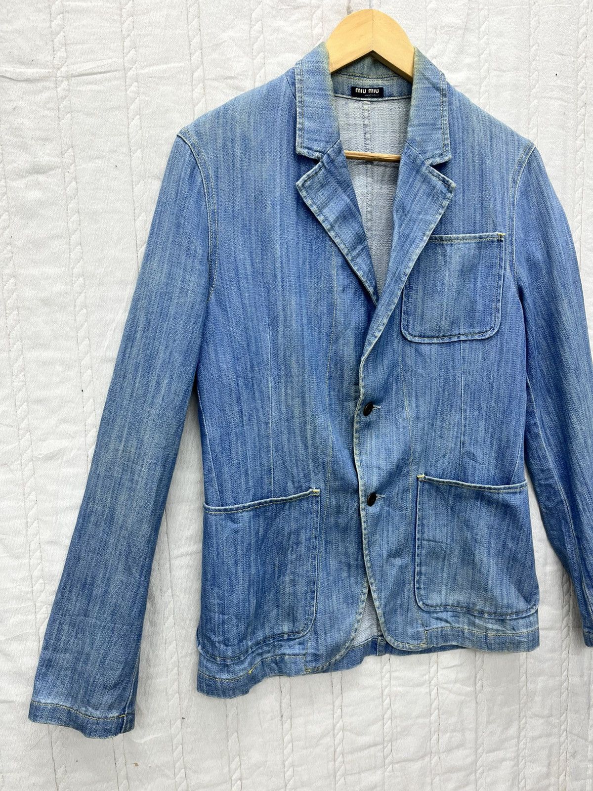 Miu Miu OFFERS🔥MIU MIU BROKEN TWILL DENIM BLAZER JACKET Size US S / EU 44-46 / 1 - 2 Thumbnail
