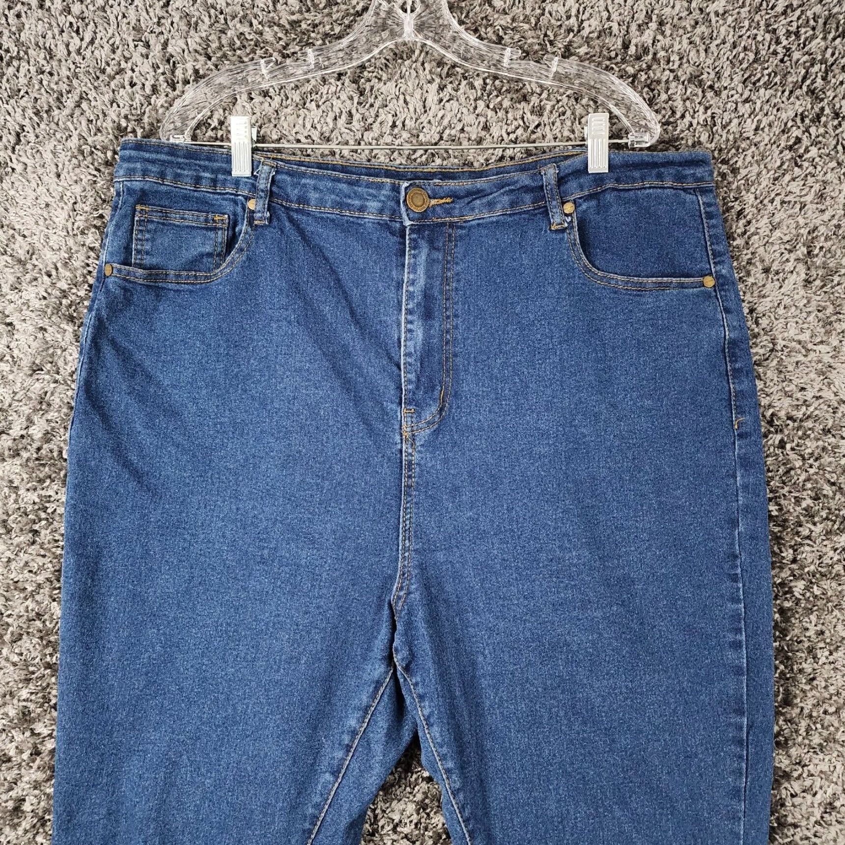 Boohoo BOOHOO Plus Distressed Tapered Jeans Size 18 Blue Womens Size 40" / US 18 - 2 Thumbnail