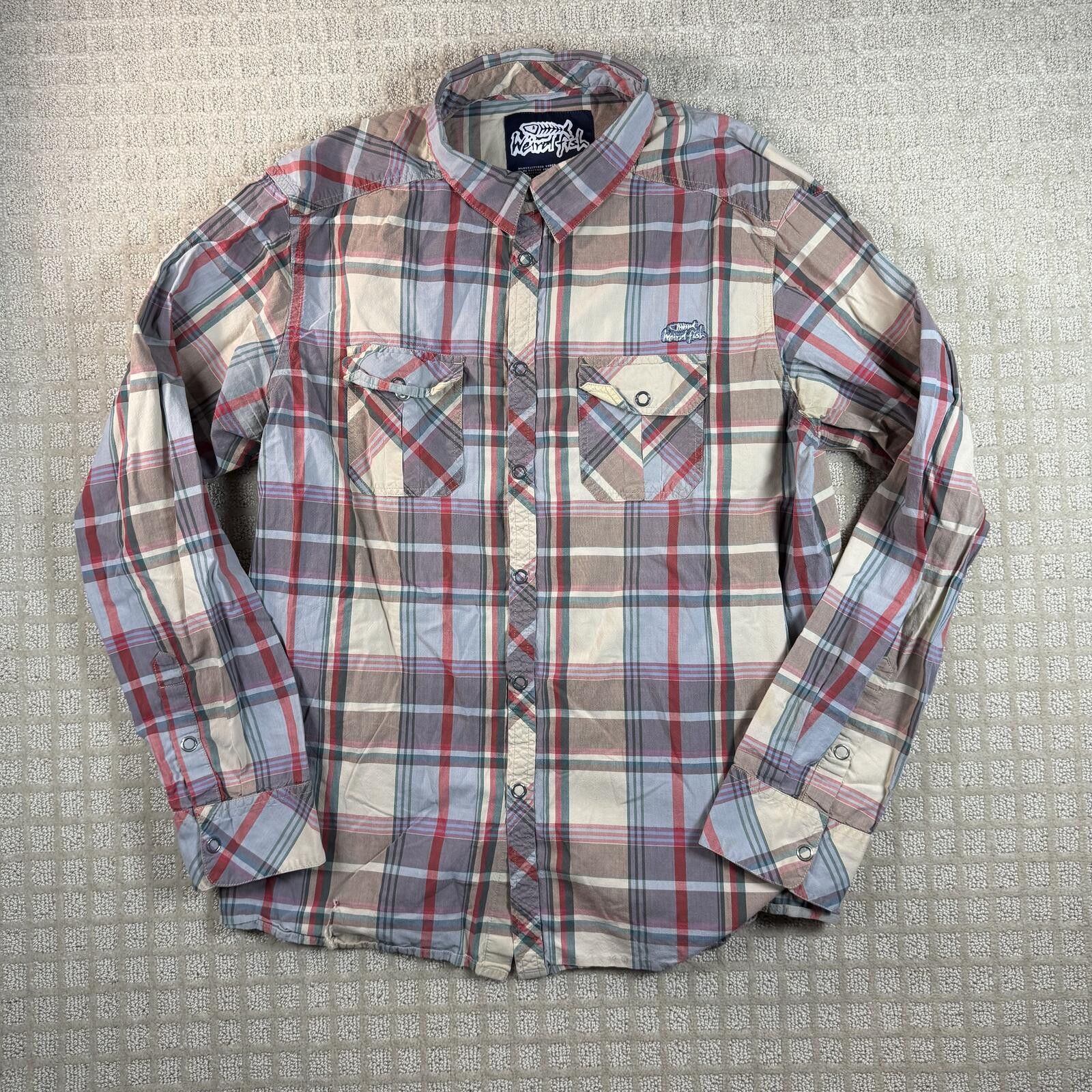 Other Weird Fish Plaid Button Up Long Sleeve Shirt 2XL Size US XXL / EU 58 / 5 - 1 Thumbnail