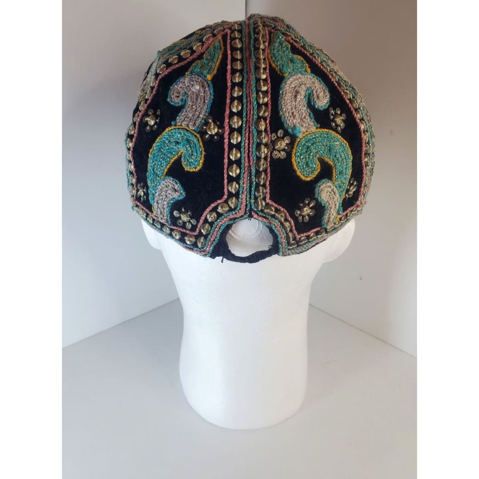 Vintage VINTAGE Beaded Aplique Wide Brim Baseball Cap Hat Burma Sz L Womens Size ONE SIZE - 5 Thumbnail