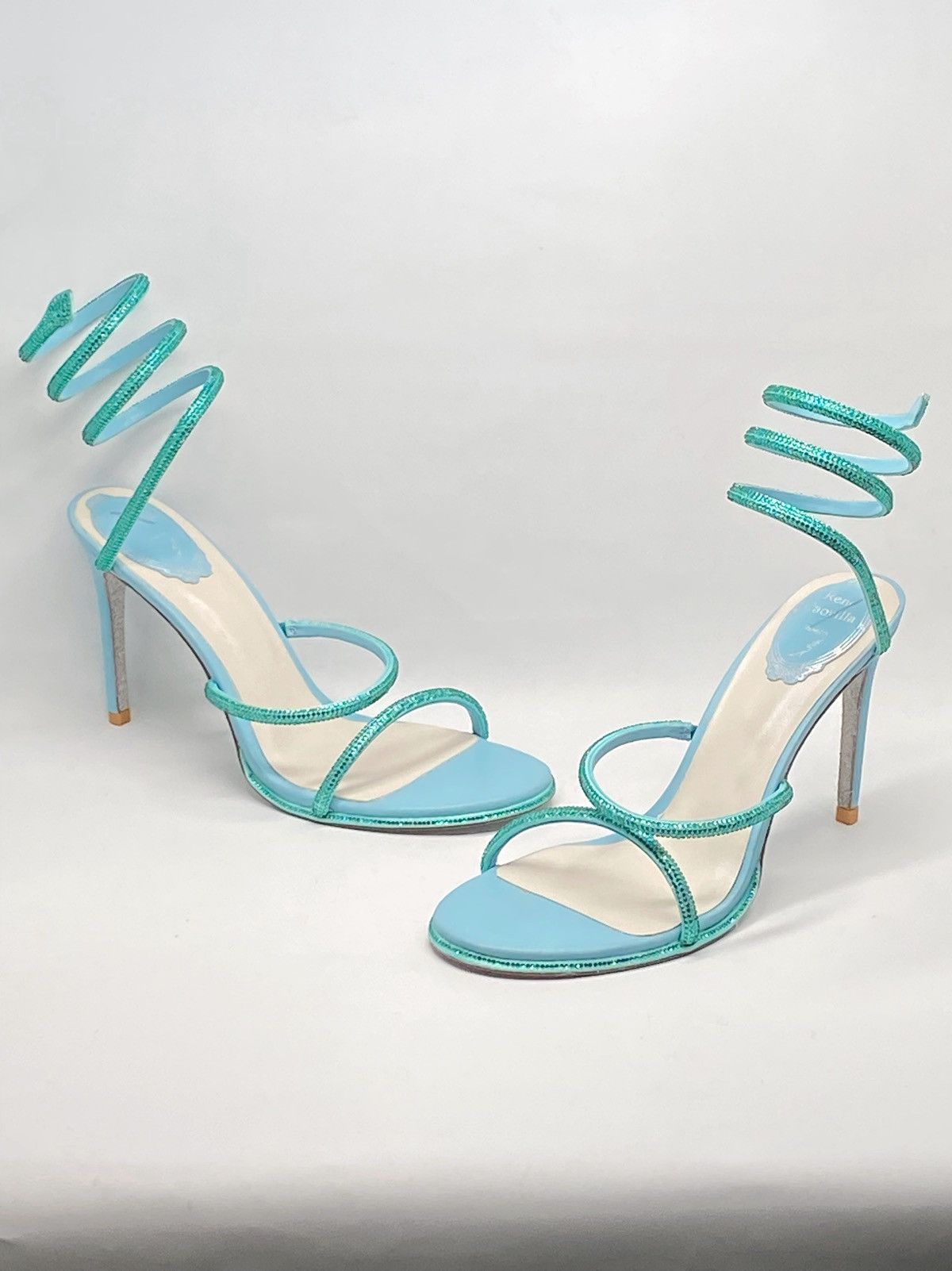 Rene Caovilla Rene Caovilla Blue Cleo Sandal With Crystals 105 size 40 Size US 10 / IT 40 - 1 Thumbnail