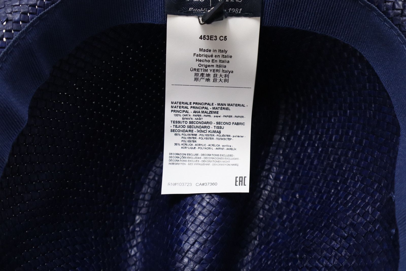 Armani ARMANI JEANS C5453 Hat Women's ONE SIZE Ribbon Royal Paper Size ONE SIZE - 12 Thumbnail