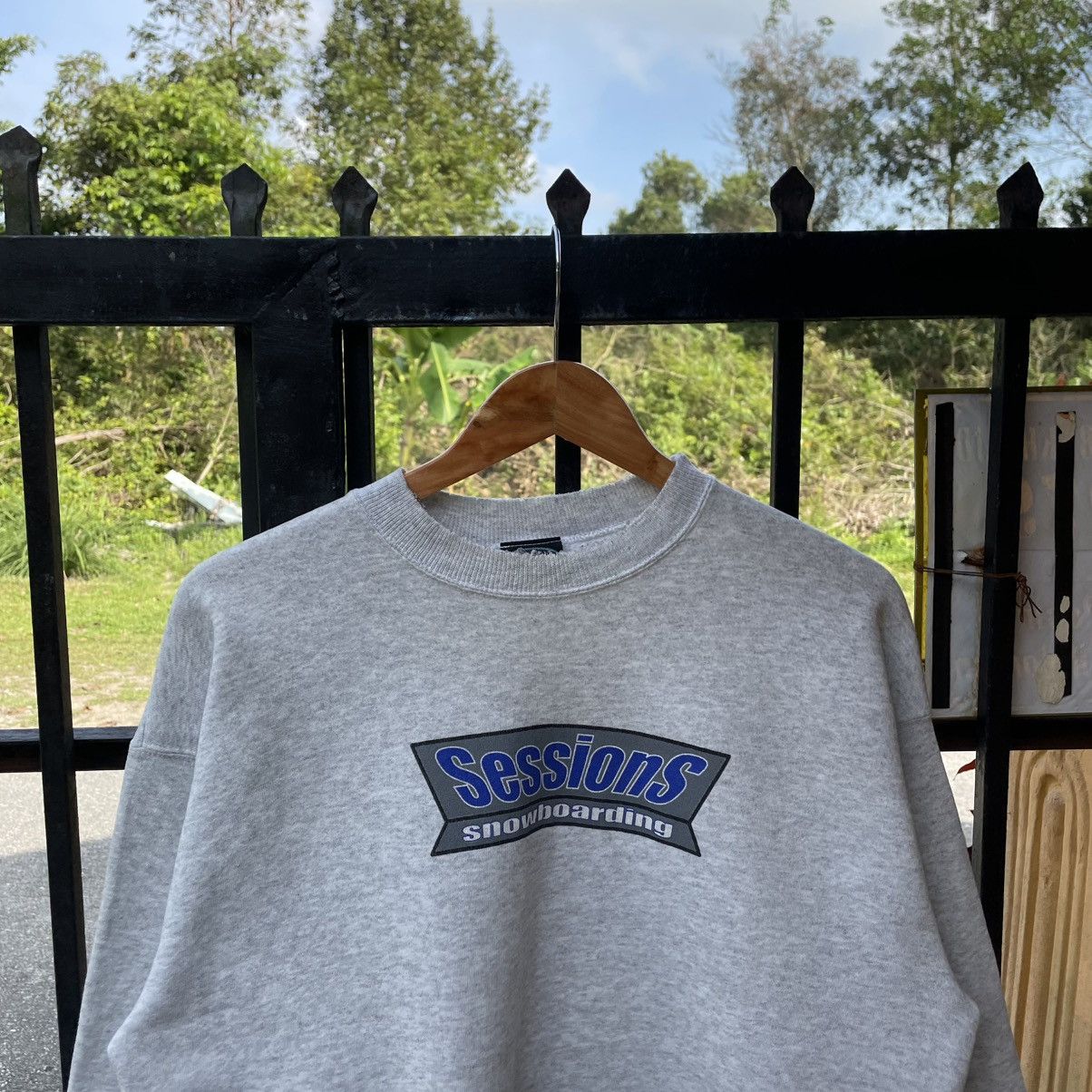 Sessions 🔥Vintage 90s Sessions Center Box Logo Distress Sweatshirts Size US M / EU 48-50 / 2 - 4 Thumbnail