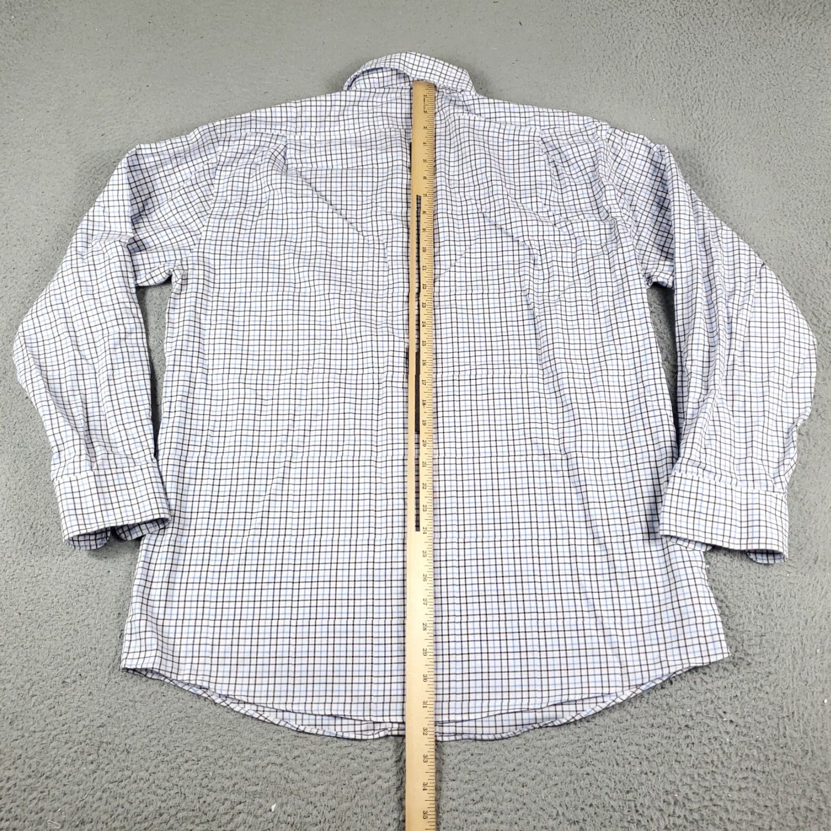 Tommy Hilfiger Tommy Hilfiger Dress Shirt Mens 16.5 Blue Check Long Sleeve Button-Down Regular Fit Size 42R - 3 Thumbnail