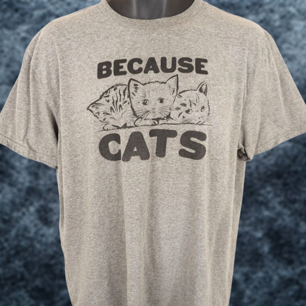 Vintage Because Cats T Shirt Mens Size Large Gray Kittens Animal Tee Size US L / EU 52-54 / 3 - 1 Thumbnail
