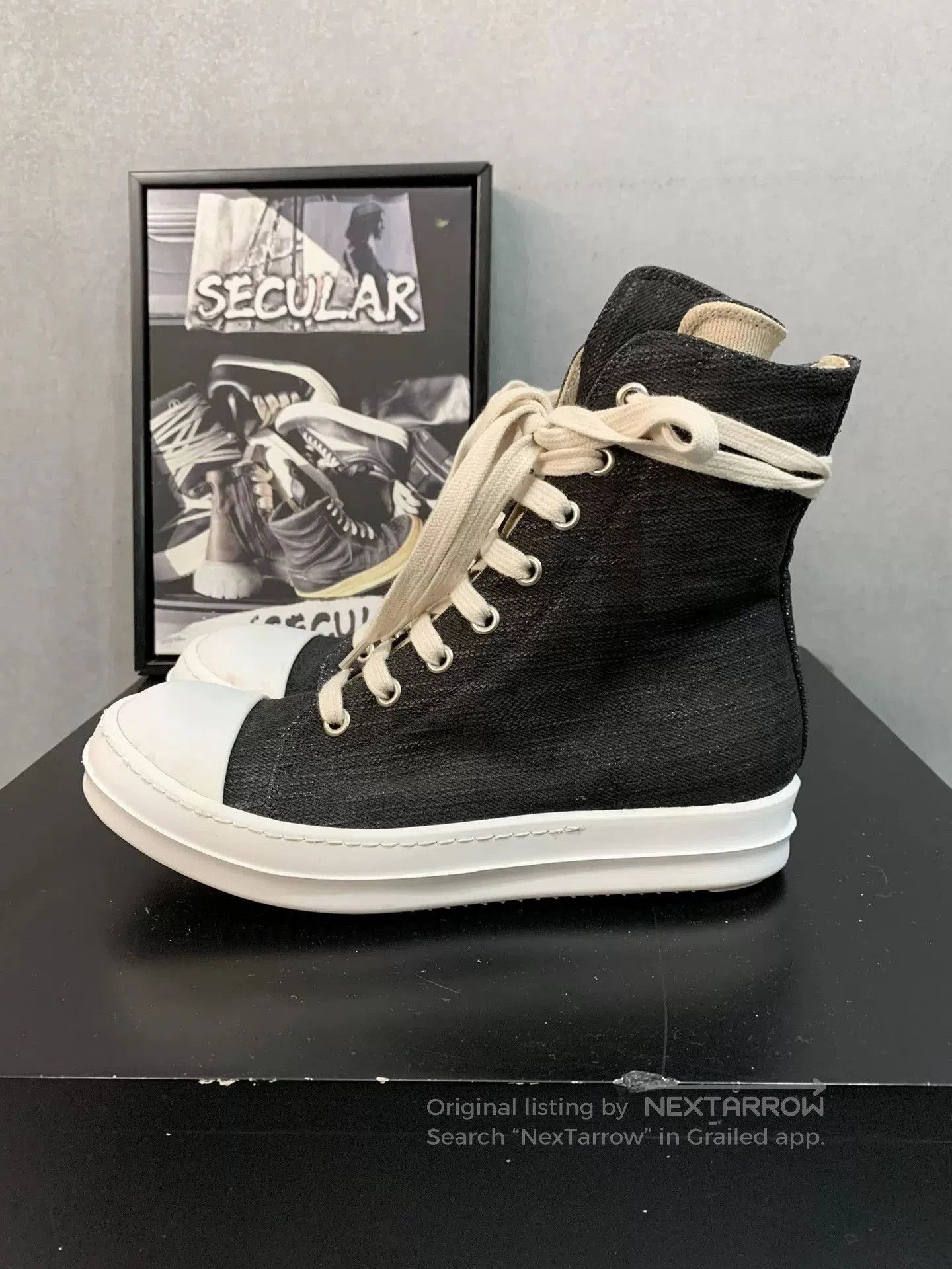 Rick Owens Rick Owens Classic High-Top Leather Sneakers. Size US 5.5 / IT 35.5 - 2 Thumbnail