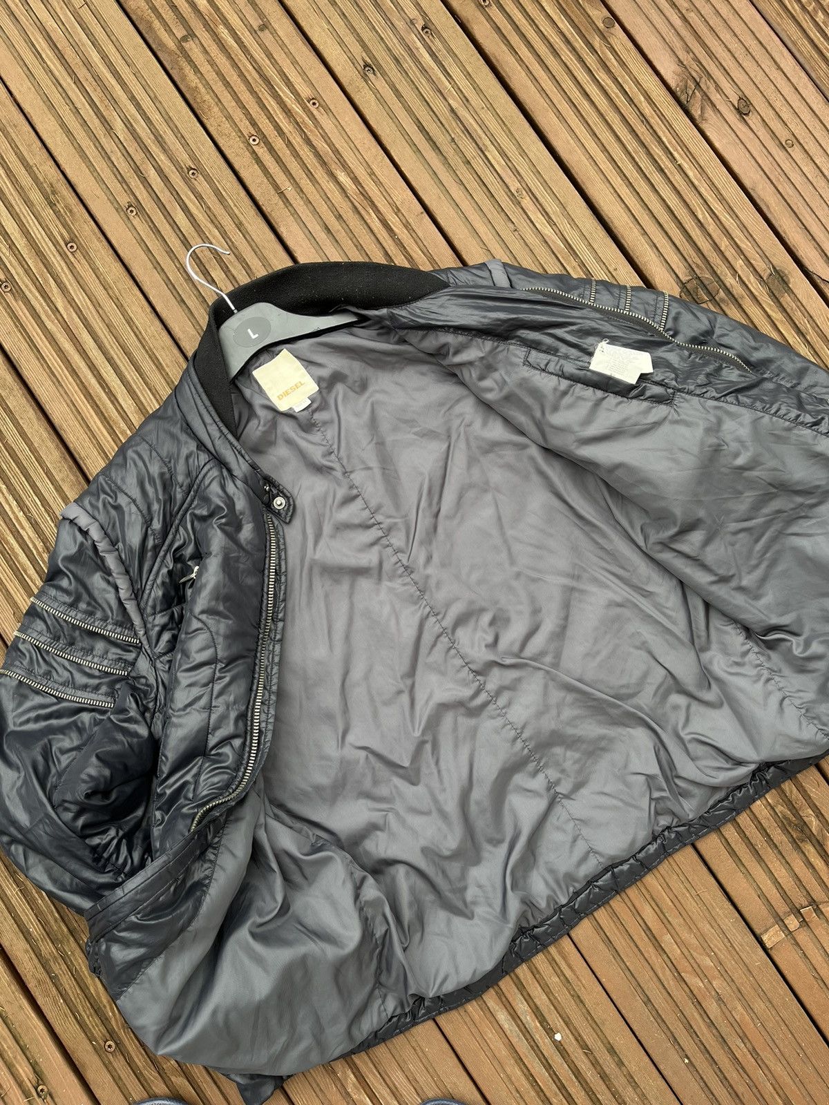 Vintage Diesel Chain Glam 78 Biker Puffer Zip Jacket opium