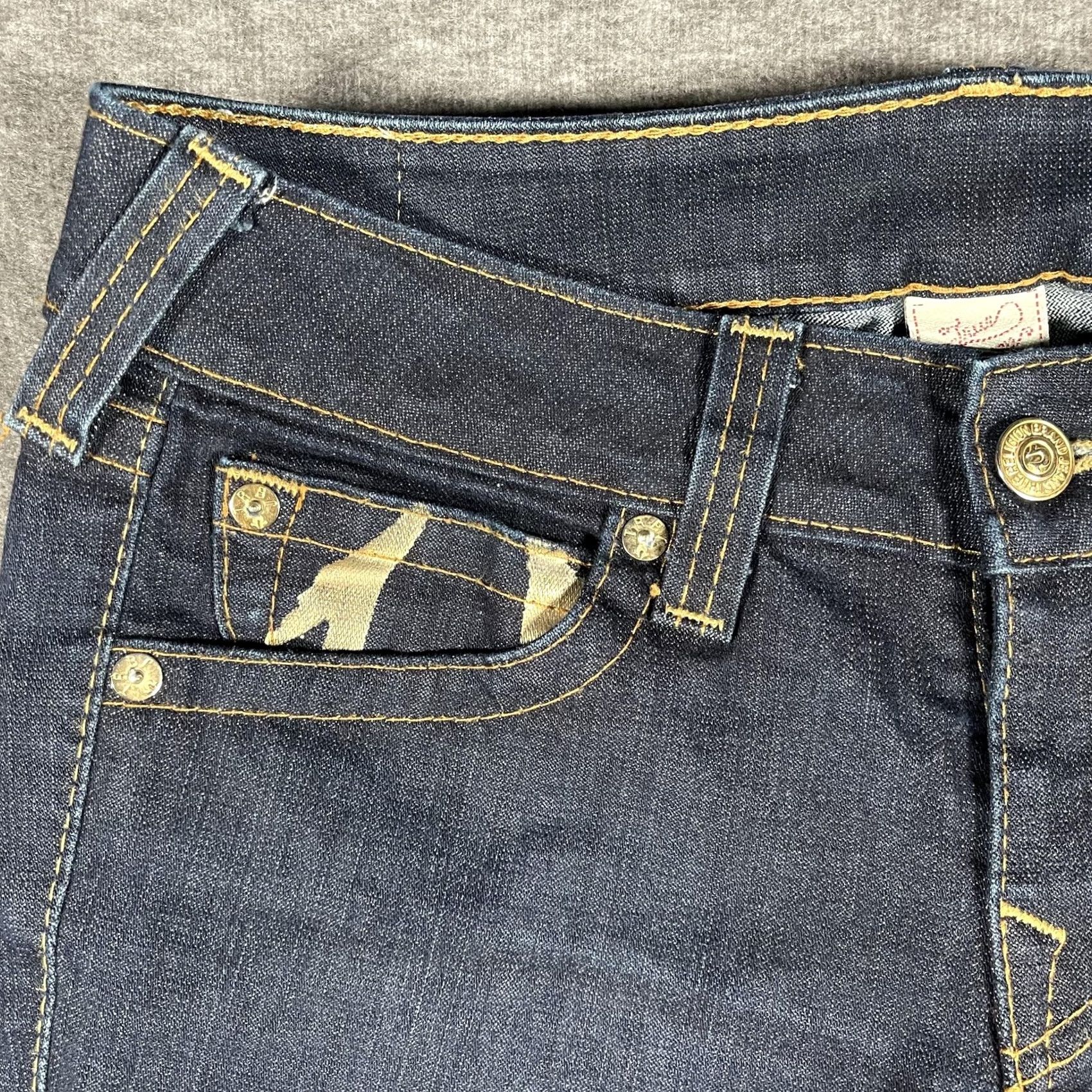 True Religion VINTAGE True Religion Jeans Womens 31 Dark Wash Bootcut Horseshoe Logo Stretch Made USA Size 24" / US 00 / IT 34 - 6 Thumbnail