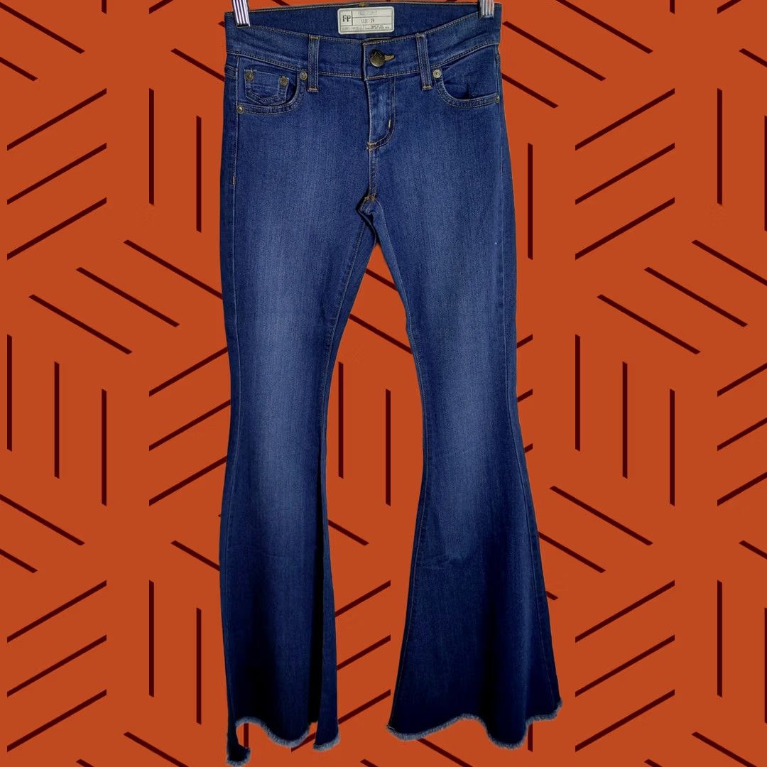 Free People FREE PEOPLE Flare Jeans Jeans Blue Women 24 Regular Denim Cotton Spandex Solid Stretch Comfort Women Jeans Size 42" / US 20 - 1 Thumbnail