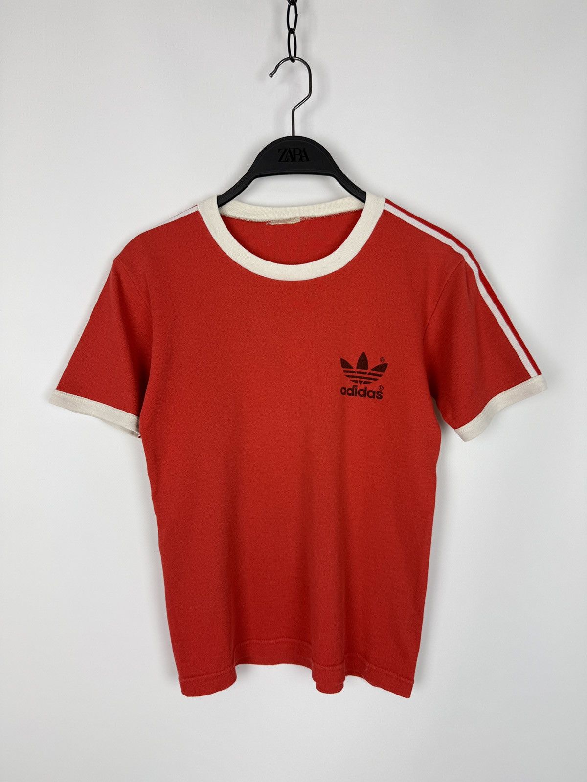 Adidas 1980s Vintage Adidas Trefoil Logo Striped Sleeve Ringer Tee Size M / US 6-8 / IT 42-44 - 3 Thumbnail
