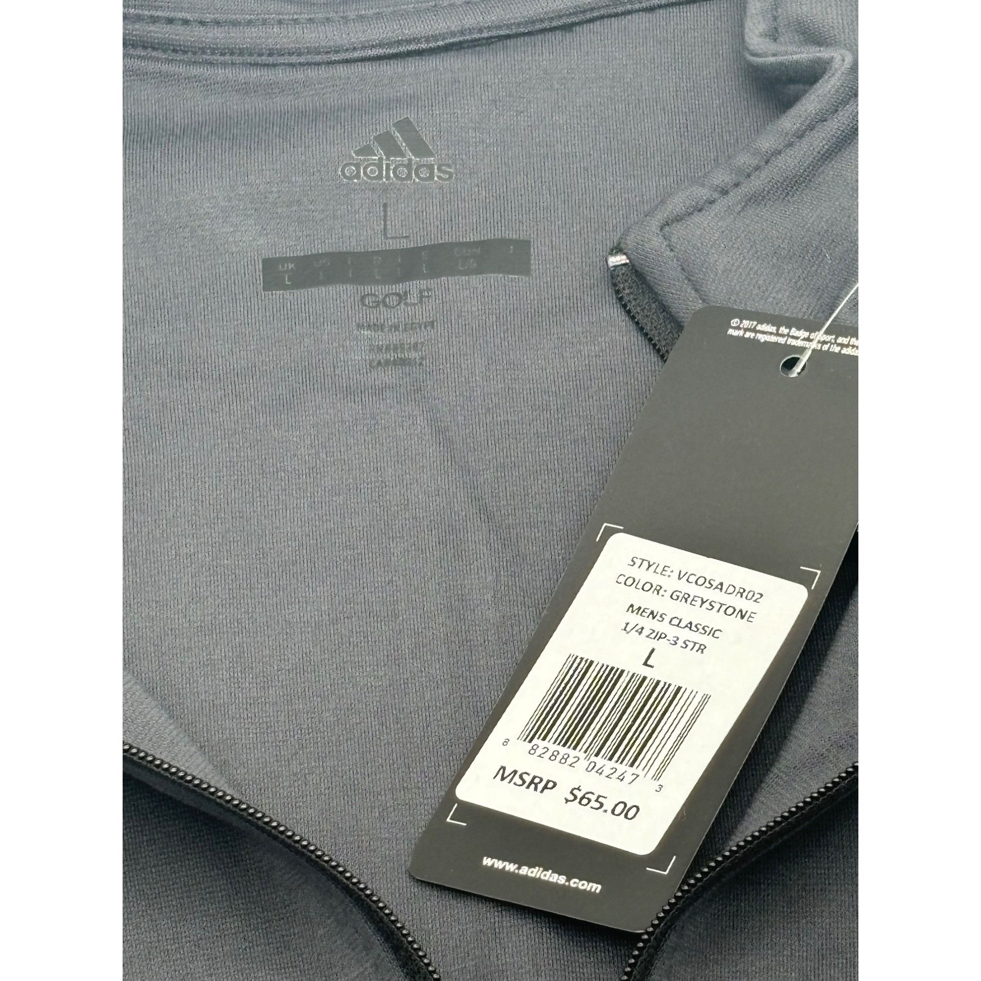 Adidas Adidas Golf Men’s ¼ 3 stripe top, Graystone, L Size US L / EU 52-54 / 3 - 9 Thumbnail