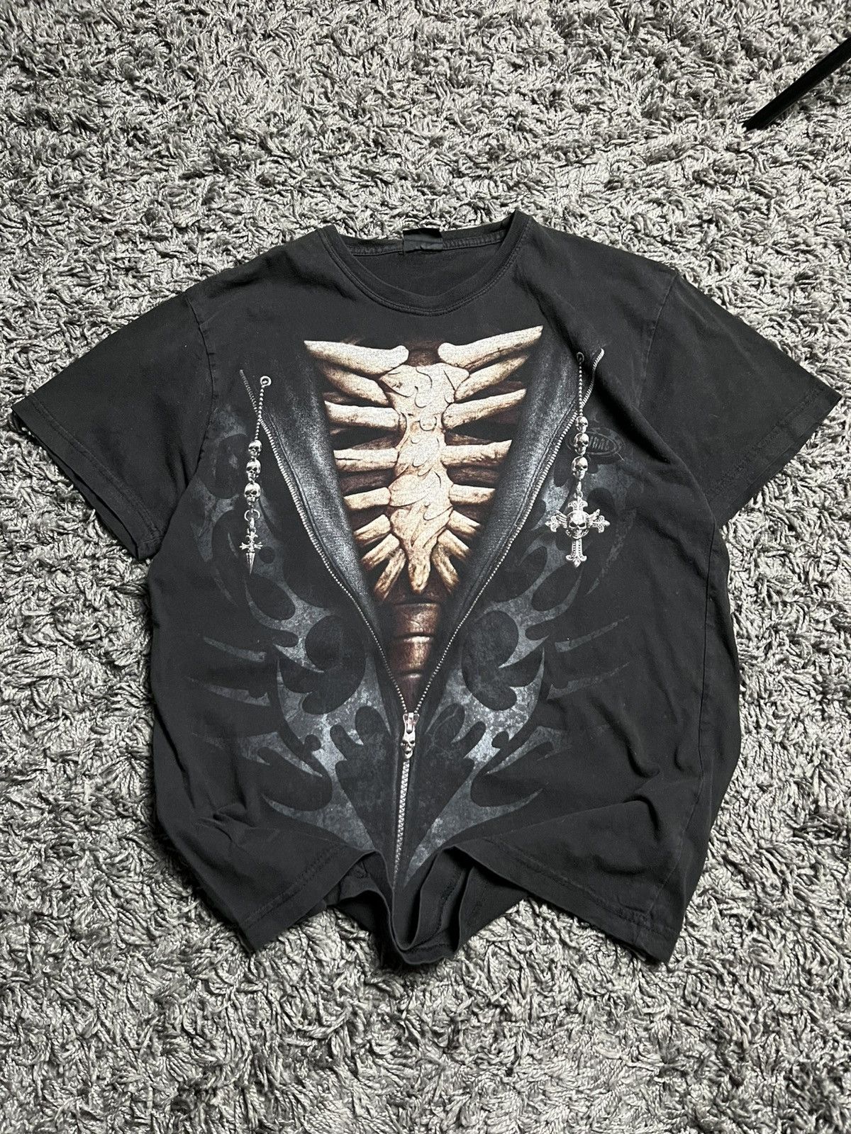 Band Tees Spiral Direct "Unzipped" Skeleton Rib Cage Goth Te Size US M / EU 48-50 / 2 - 2 Thumbnail