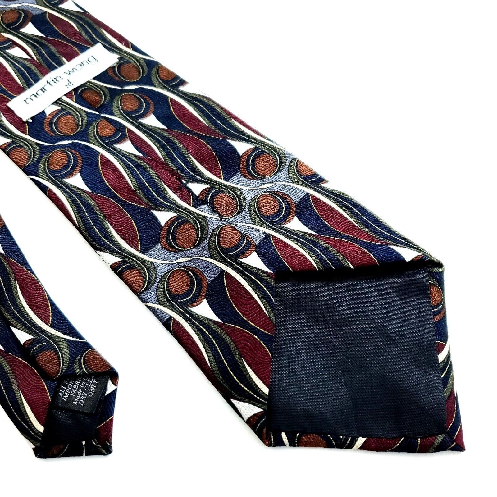 Designer Martin Wong XL Multi-Colored Abstract Long Wide Silk Tie Size ONE SIZE - 5 Thumbnail