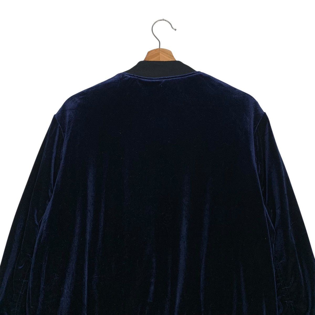 Bershka BERSHKA Dark Blue Velvet Bomber Jacket #2802-C126 Size US M / EU 48-50 / 2 - 15 Thumbnail