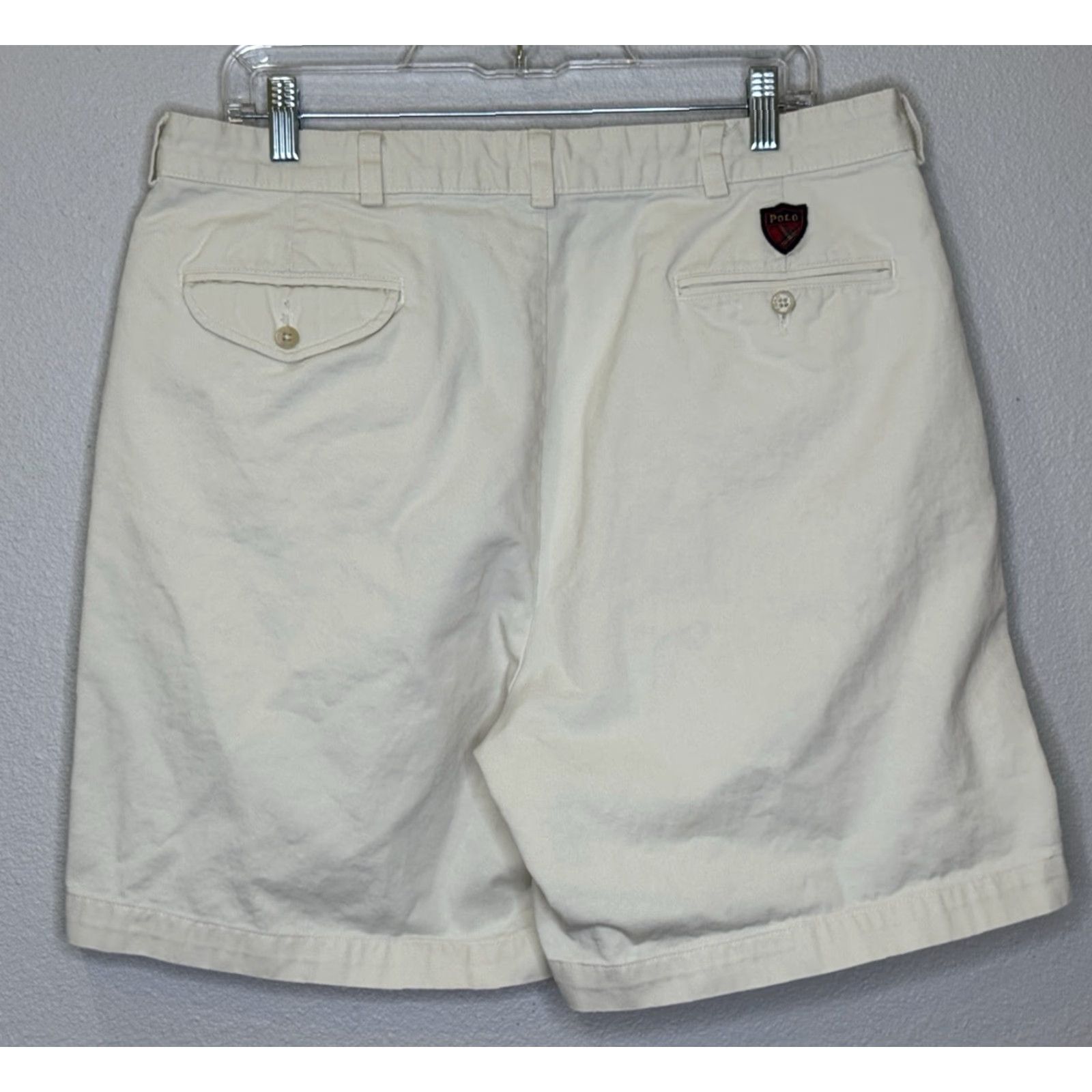 Vintage Polo Golf Chino Shorts Mens Size 36 Light Khaki Pleated Front 100% Cotton Preppy Size US M / EU 48-50 / 2 - 4 Thumbnail