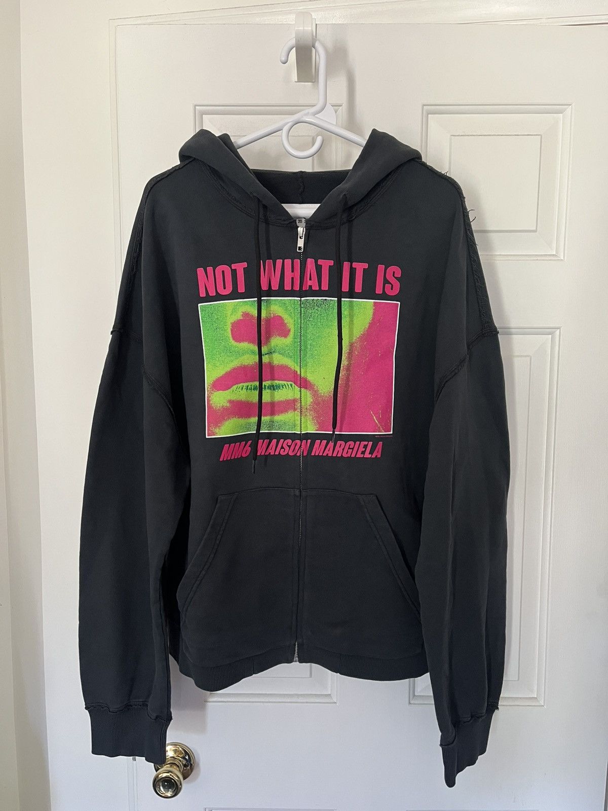 Maison Margiela Maison Margiela MM6 Not What It Is Zip Up Hoodie Black AW24 Size US L / EU 52-54 / 3 - 1 Thumbnail