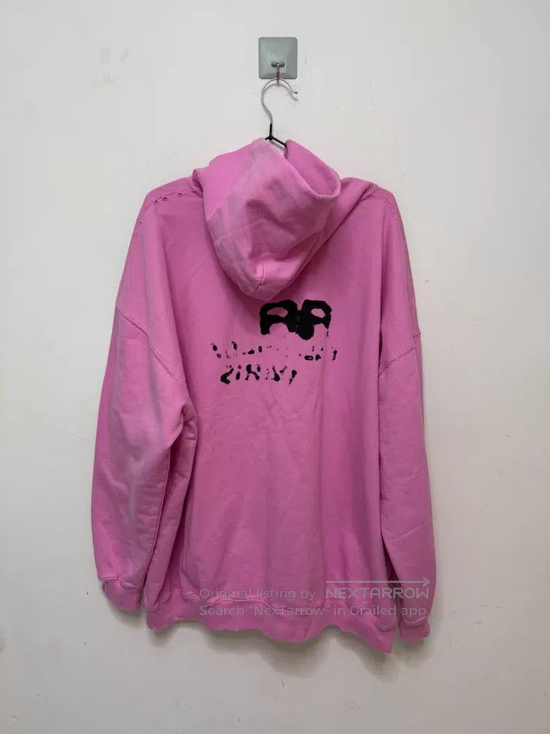 Balenciaga Balenciaga Pink Dripped Logo Hoodie Size US XS / EU 42 / 0 - 2 Thumbnail