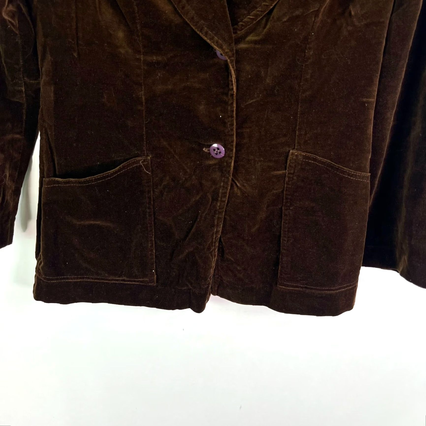 Velour VINTAGE JTG Western Blazer Jacket Womens Size 8 Brown Velour Classic Fit Size M / US 6-8 / IT 42-44 - 4 Thumbnail