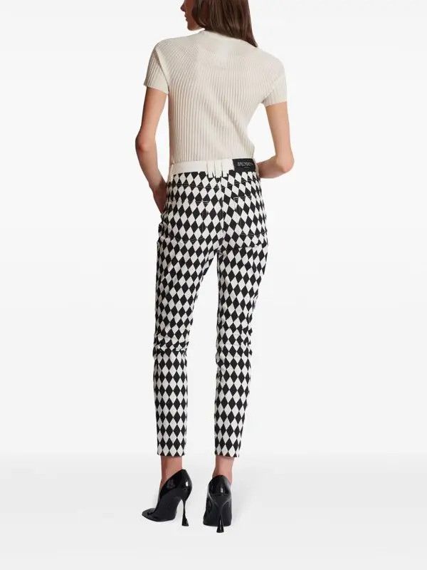 Balmain o1s1wg110825 Diamond Print Jeans in Black/White Size 30" / US 8 / IT 44 - 5 Thumbnail