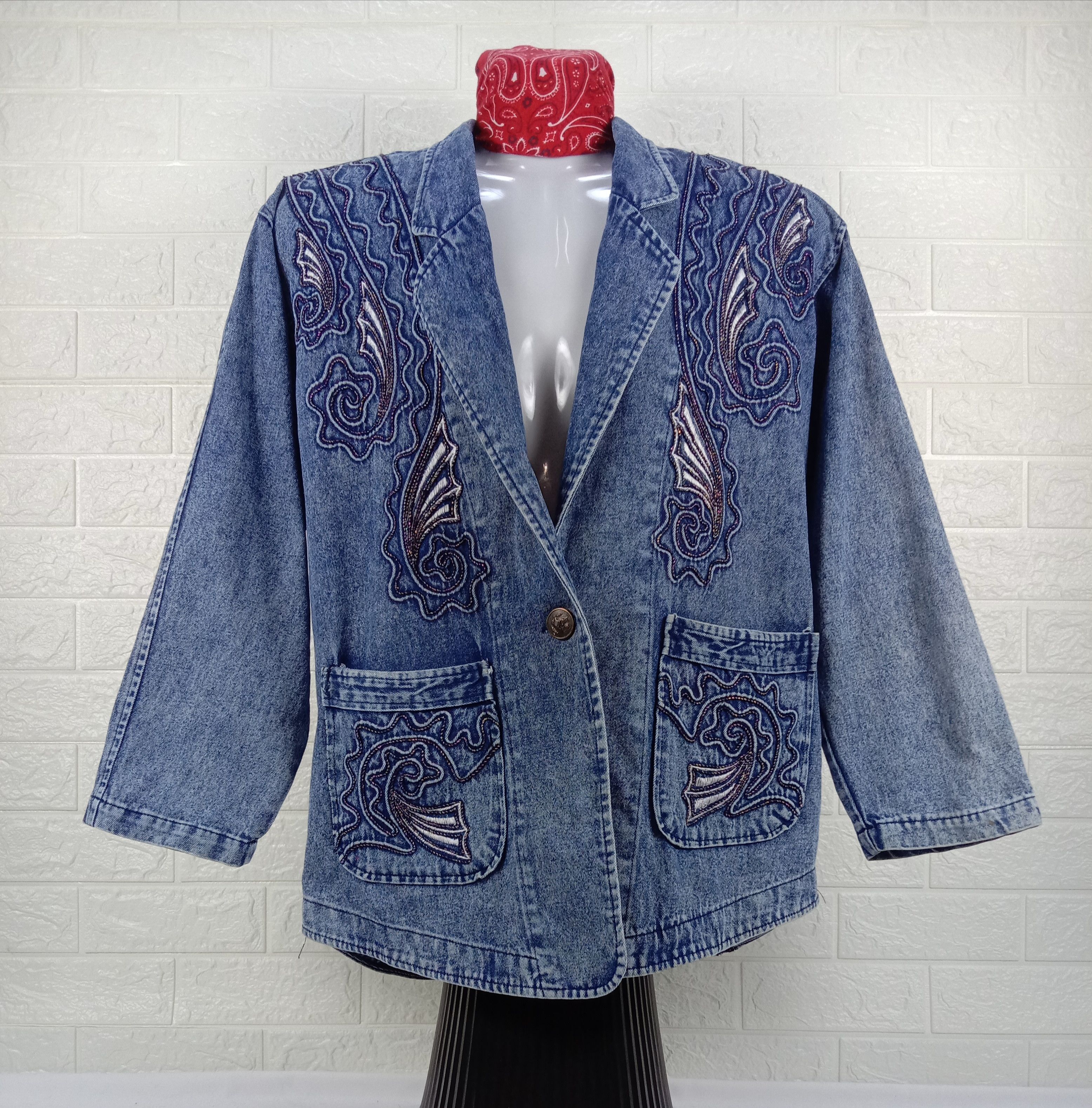 Japanese Brand Vintage Designer Embroidery Art Denim Jacket Size US XL / EU 56 / 4 - 1 Thumbnail