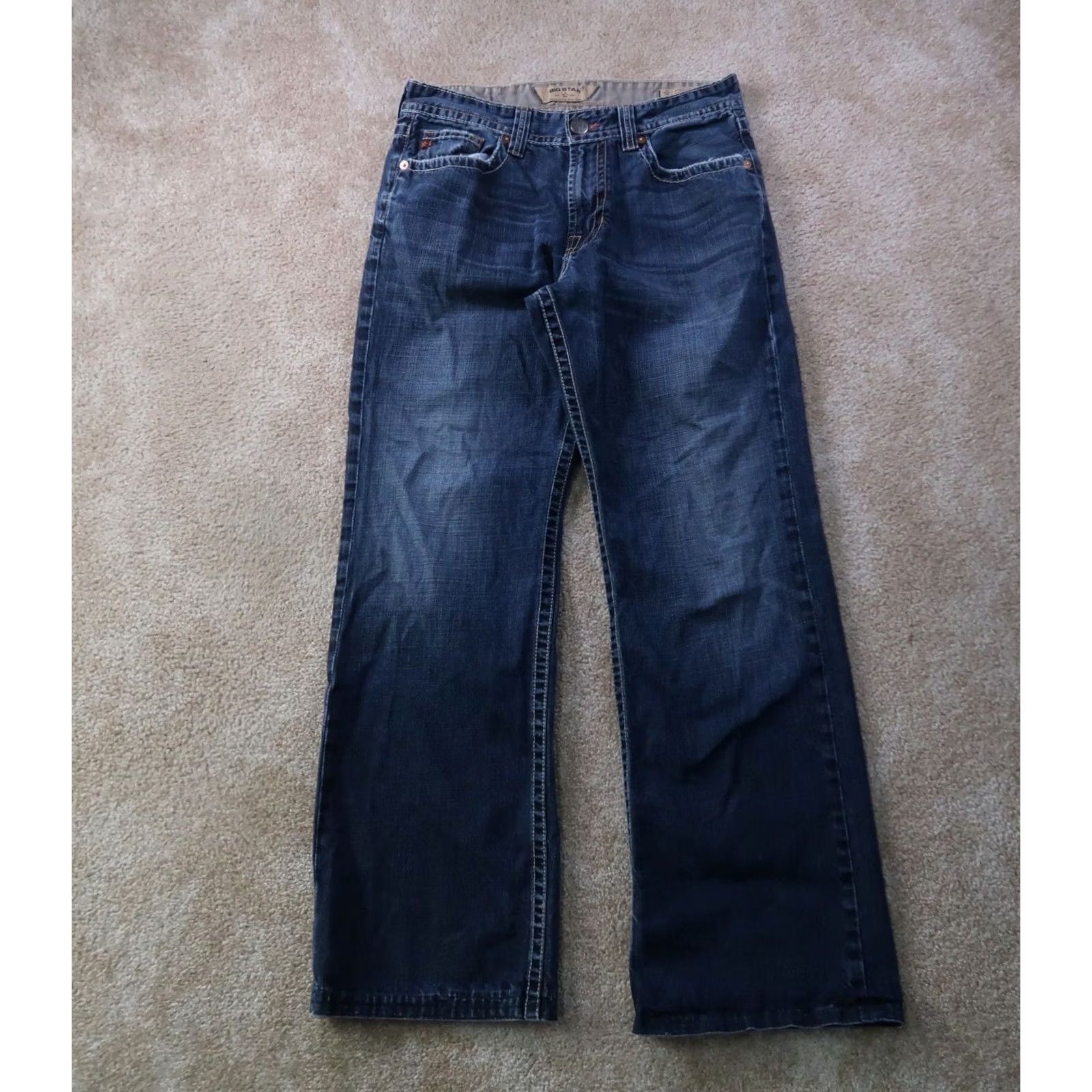 Denime BIG STAR Jeans Mens 32x33 Blue Denim Straight 5-Pocket Regular Waist Belt Loops Vintage No N/A Size US 32 / EU 48 - 2 Thumbnail