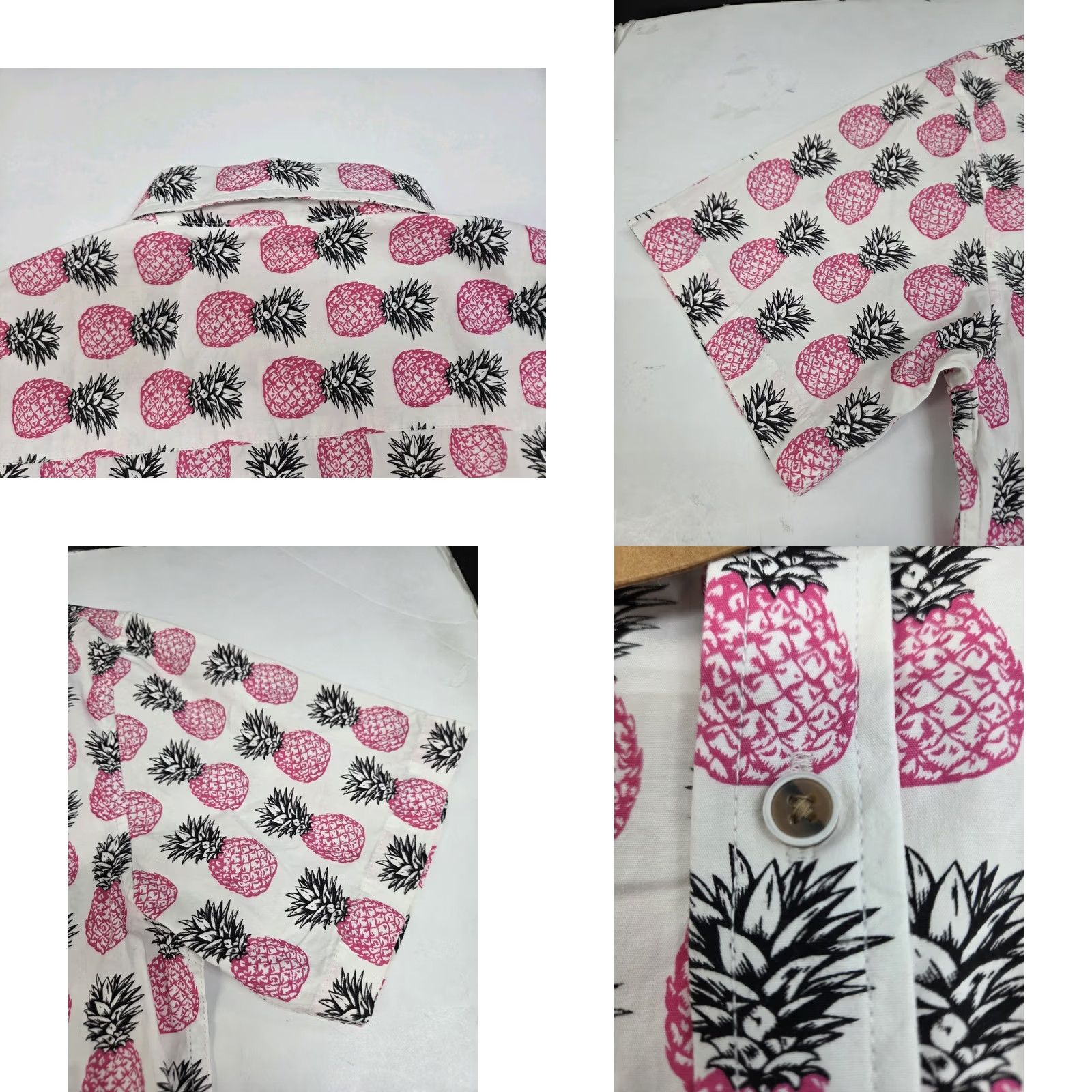 Vintage VSTR Premium Short Sleeve Button Up Shirt Pineapples M Men Black/White/Pink Hawaiian Button-Up Casual, Travel, Party Cotton NWT Size US M / EU 48-50 / 2 - 8 Thumbnail
