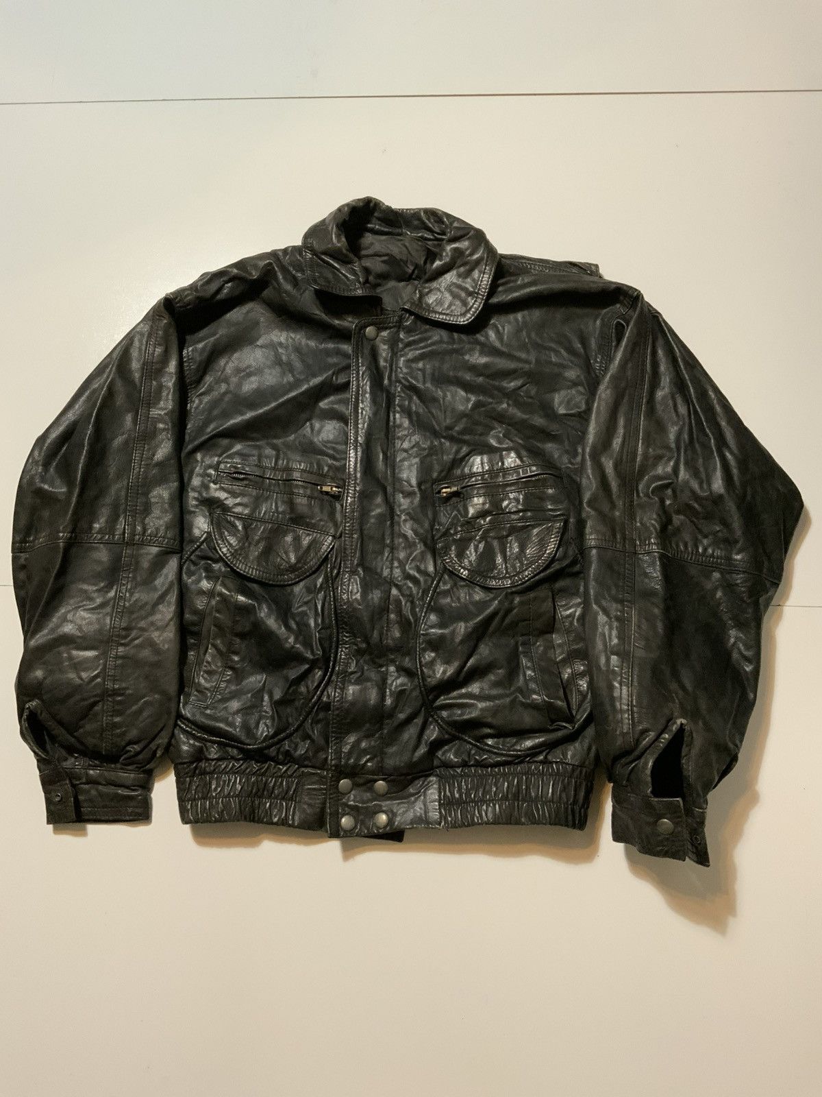 Vintage Vintage Motorcycle Bike Lamb Goat Skin Zip Bomber Jacket Size US L / EU 52-54 / 3 - 1 Thumbnail