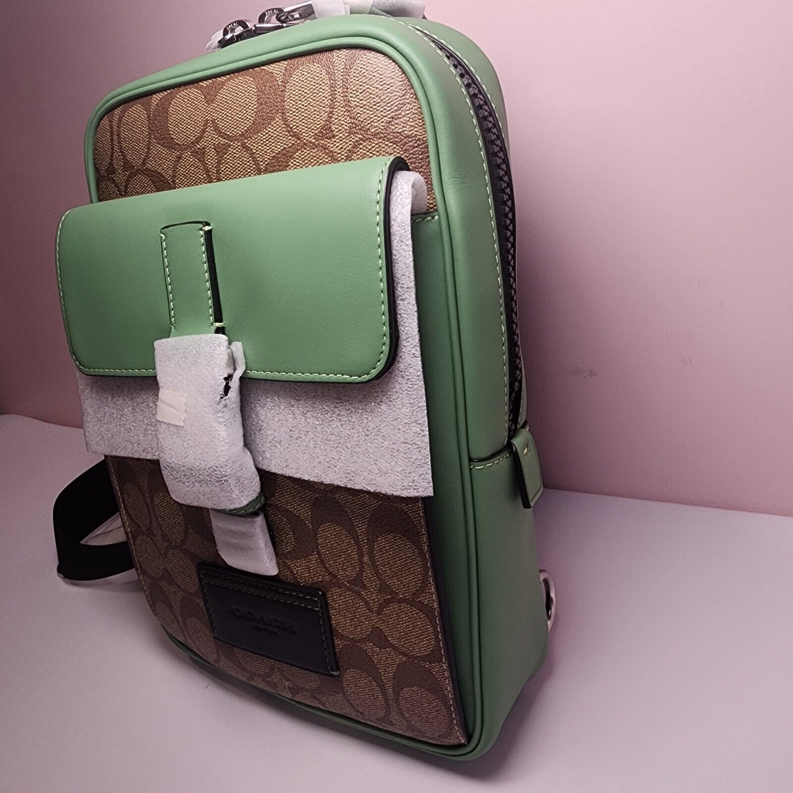 Coach NWT Coach CR268 Track Pack Colorblock Signature Soft Green Size ONE SIZE - 4 Thumbnail