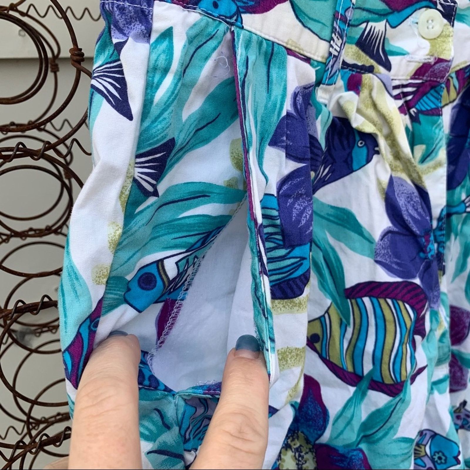 Vintage Vintage 90s culottes shorts tropical fish SMALL/MEDIUM Size 27" / US 4 / IT 40 - 4 Thumbnail