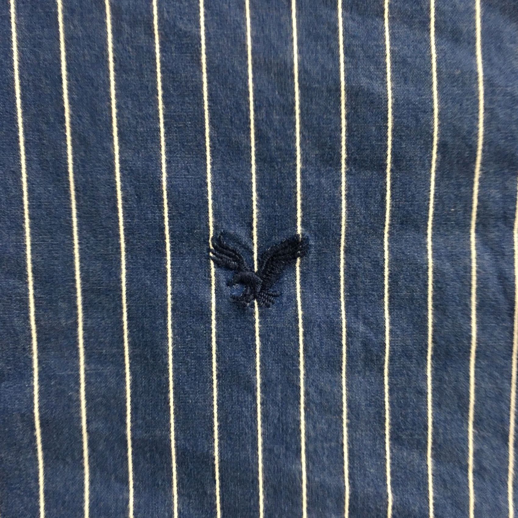 American Eagle Outfitters American Eagle Outfitters Button-Up Shirt Womens L Blue Striped Cotton Long Sleeve Size L / US 10 / IT 46 - 4 Thumbnail