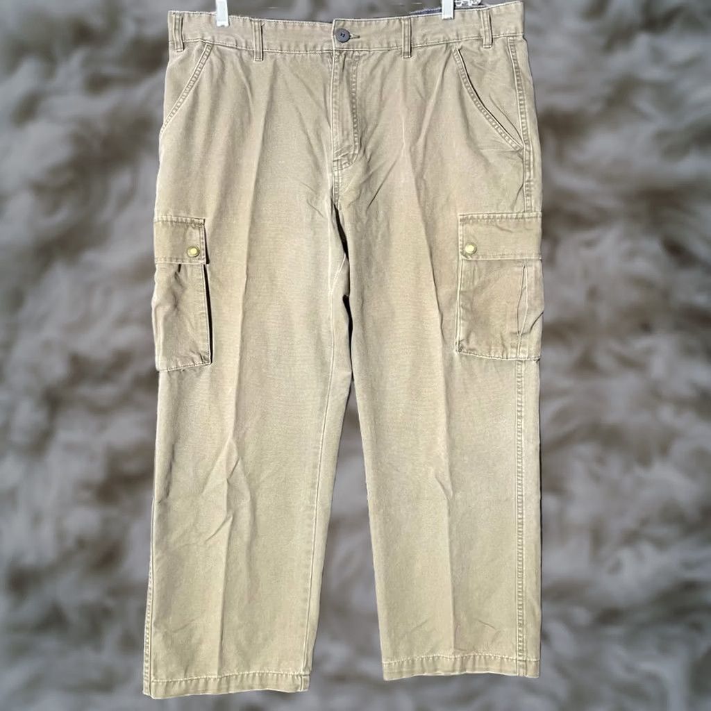 Vintage VINTAGE St Johns' Bay Khaki Cargo Pants Button Pocket Casual Wear Men's 40x30 Mens Cargo Pants Brown 40x30 Size US 40 / EU 56 - 1 Thumbnail