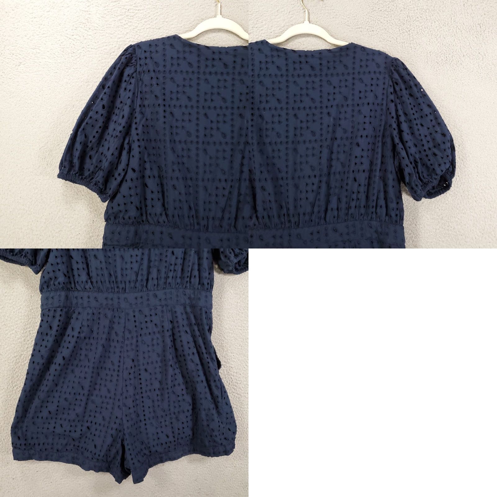 Loft LOFT Womens Romper Size 14 Blue Short Sleeve Button Front Cutouts Pockets 1 Piece Casual Travel Vintage: No Size 36" / US 14 / IT 50 - 9 Thumbnail