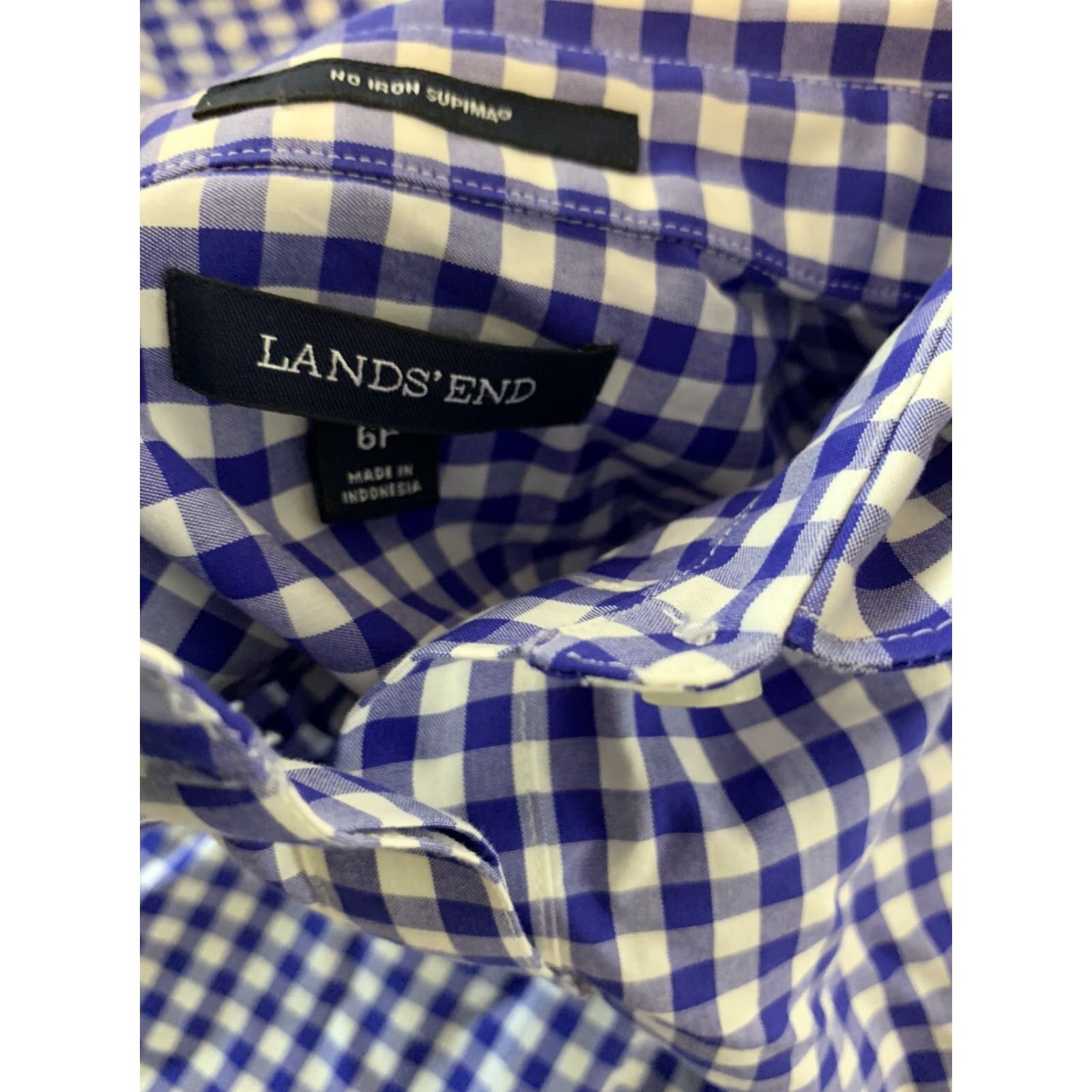 Lands' End Lands' End Purple Plaid Long Sleeve Button Front Blouse Women's 6P Petite Size M / US 6-8 / IT 42-44 - 4 Thumbnail